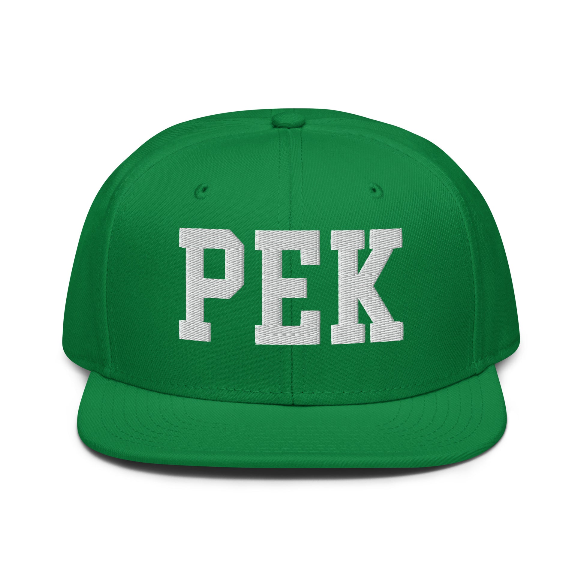 College-Style Wool-Blend Snapback Hat • White • PEK Beijing • YHM Designs - Image 18