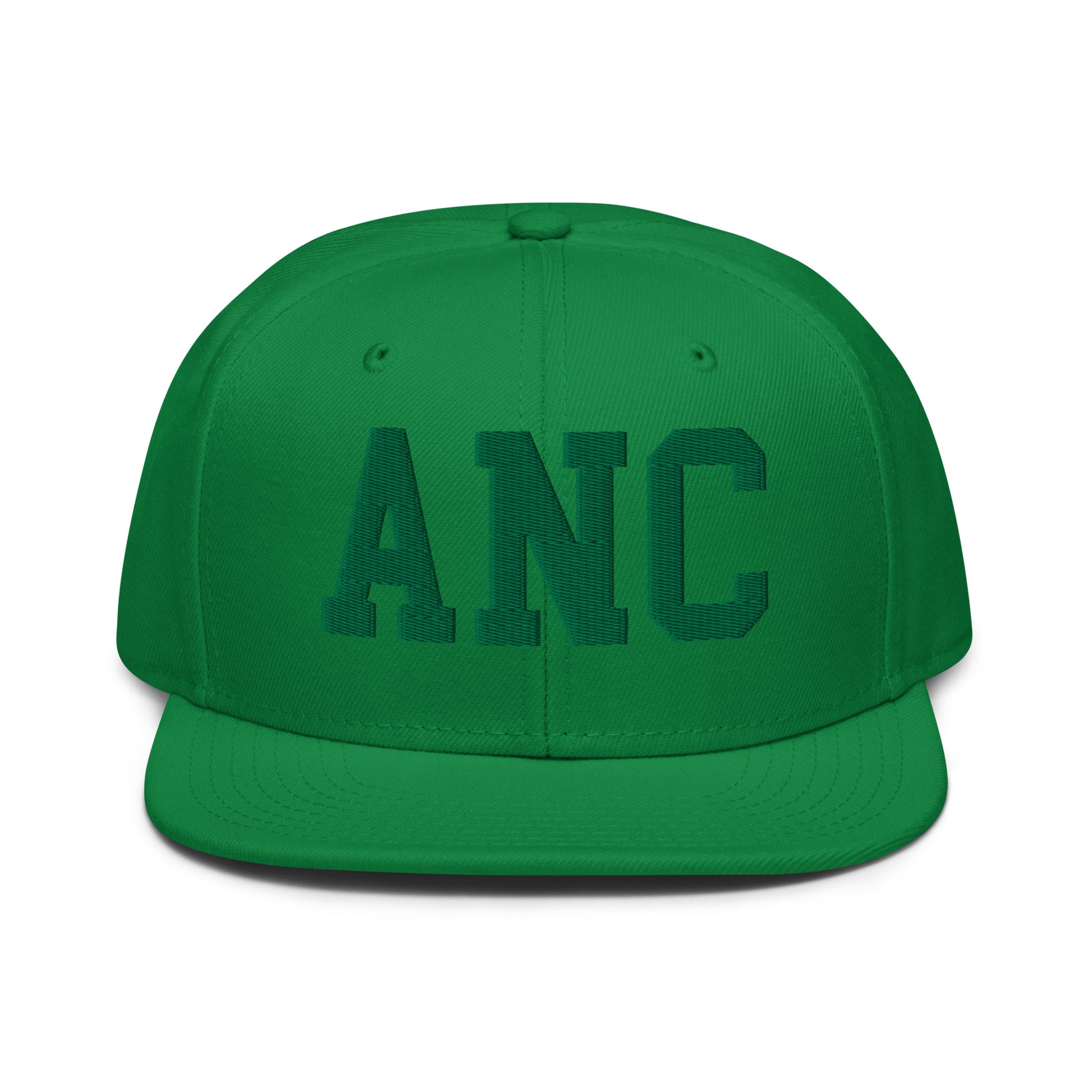 College-Style Wool-Blend Snapback Hat • Kelly Green • ANC Anchorage • YHM Designs - Image 07