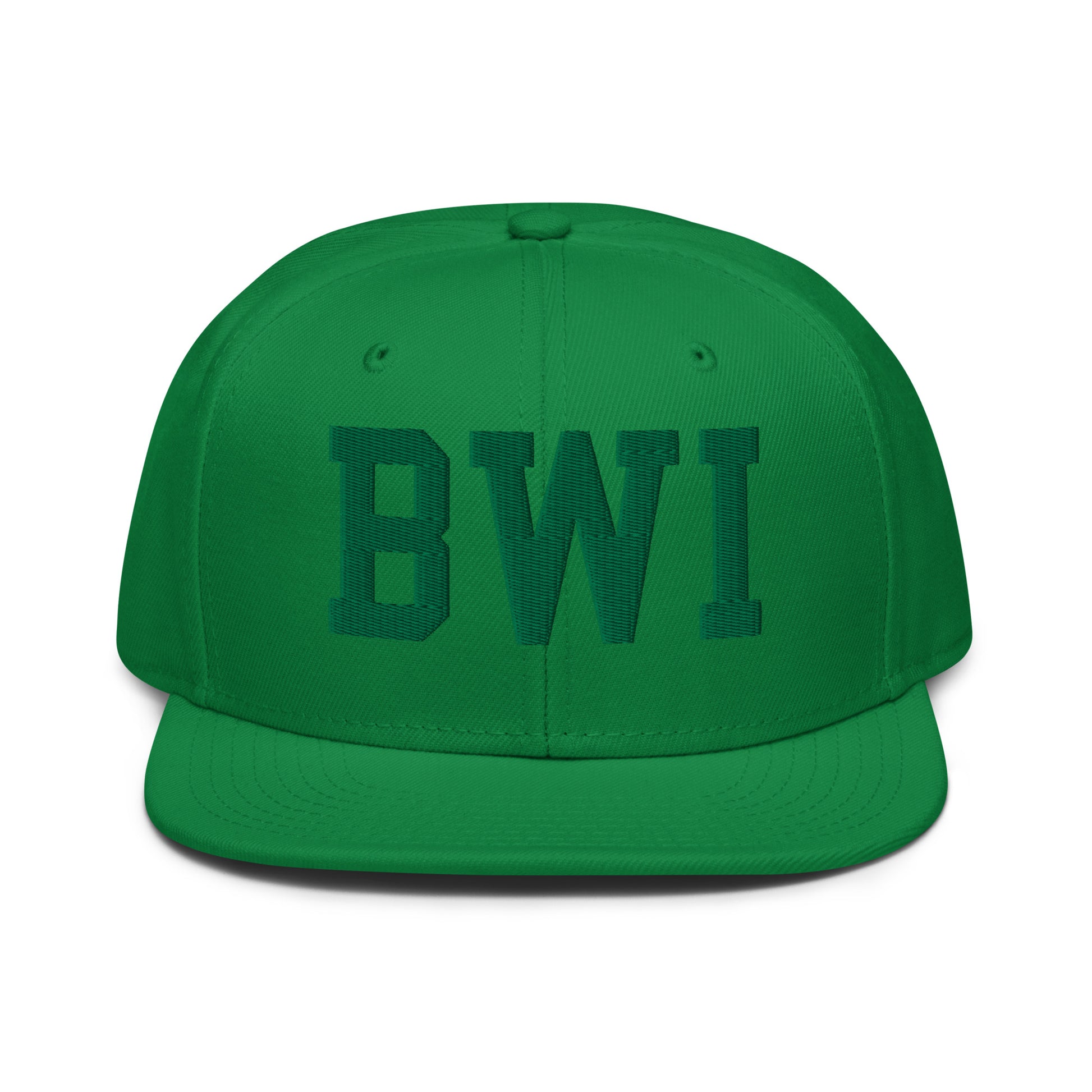 College-Style Wool-Blend Snapback Hat • Kelly Green • BWI Baltimore • YHM Designs - Image 07