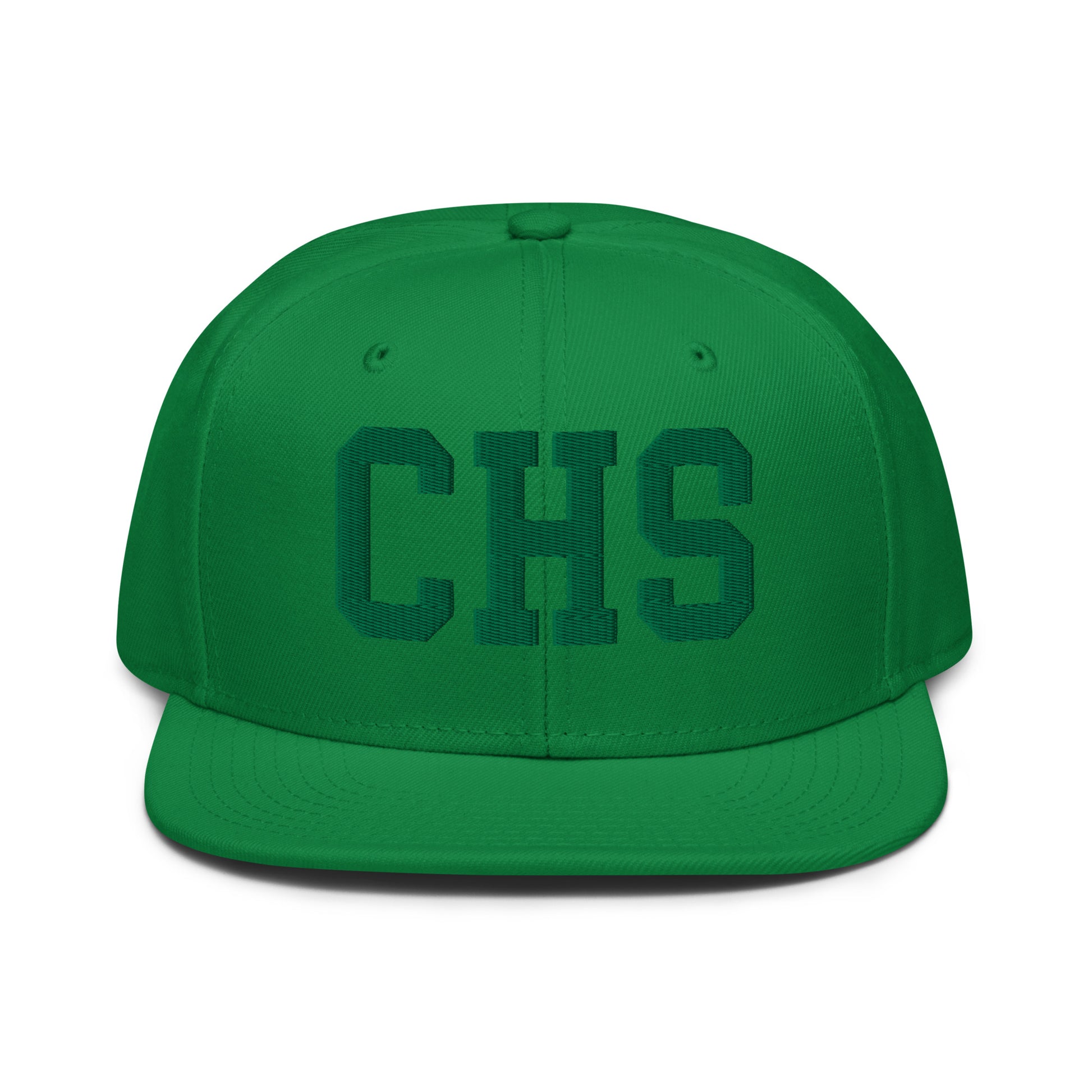 College-Style Wool-Blend Snapback Hat • Kelly Green • CHS Charleston • YHM Designs - Image 07