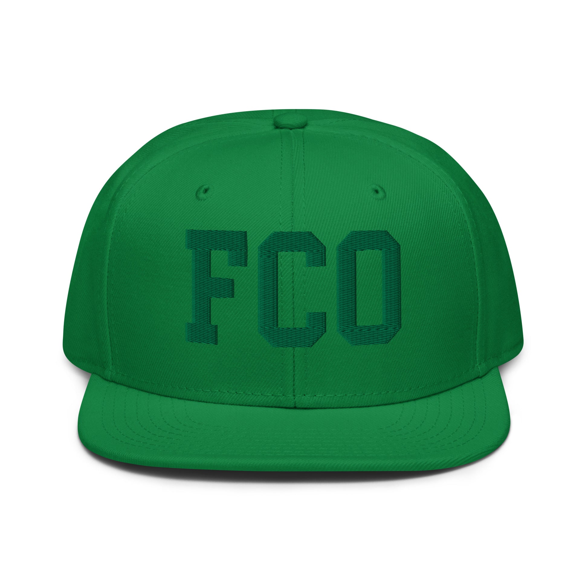 College-Style Wool-Blend Snapback Hat • Kelly Green • FCO Rome • YHM Designs - Image 07
