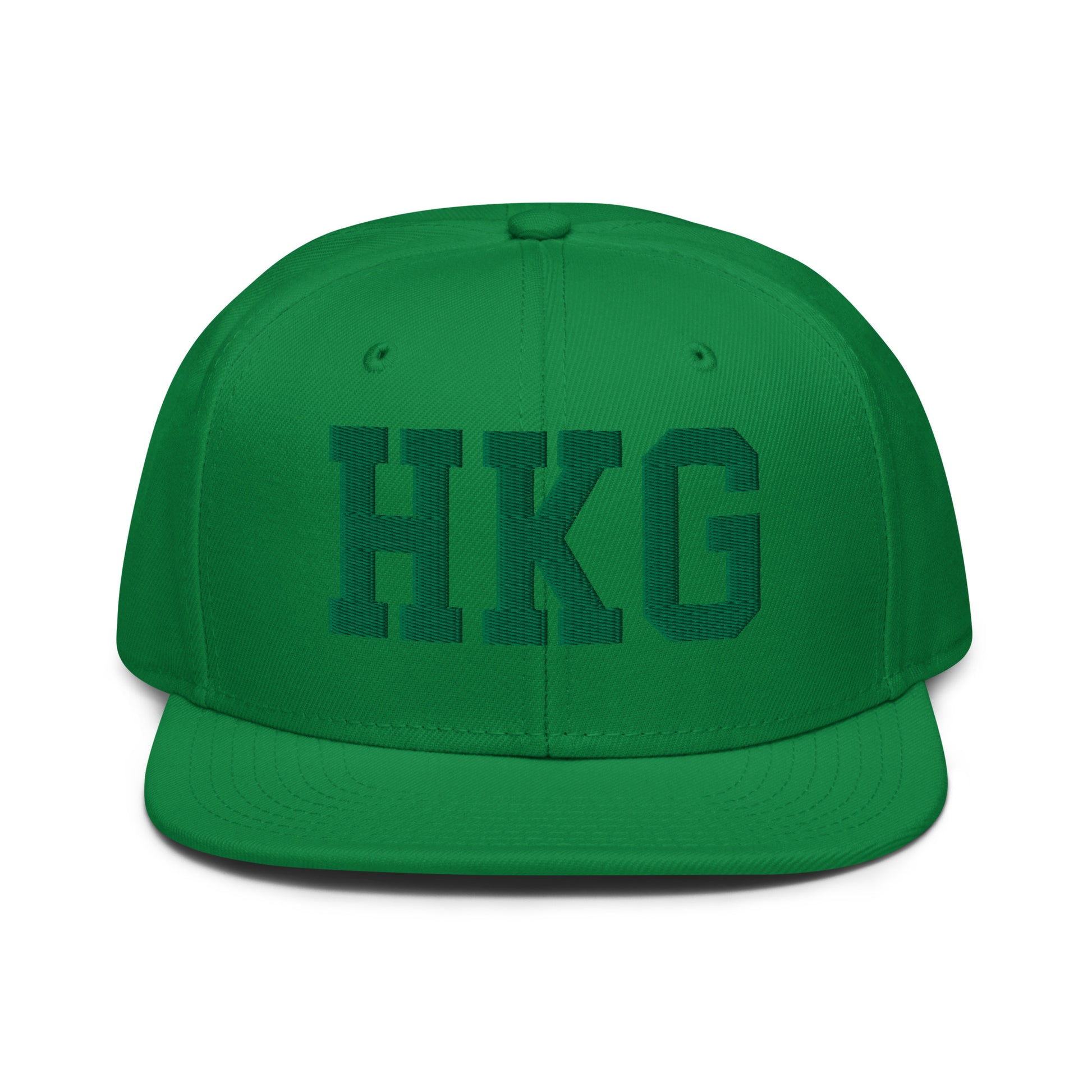 College-Style Wool-Blend Snapback Hat • Kelly Green • HKG Hong Kong • YHM Designs - Image 07