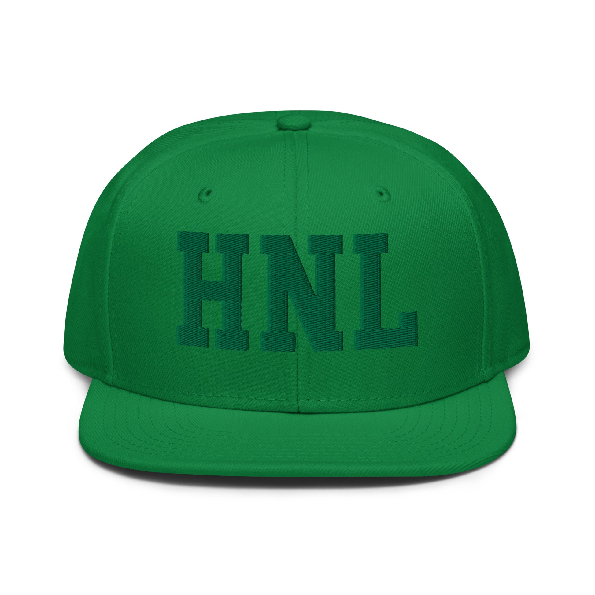 College-Style Wool-Blend Snapback Hat • Kelly Green • HNL Honolulu • YHM Designs - Image 07