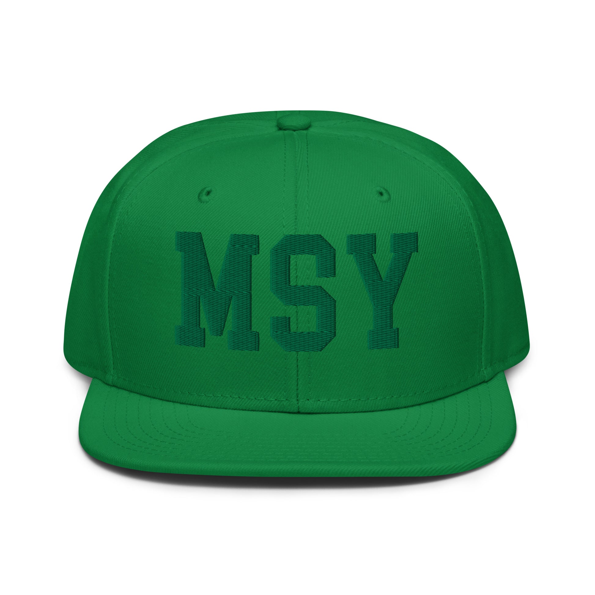 College-Style Wool-Blend Snapback Hat • Kelly Green • MSY New Orleans • YHM Designs - Image 07