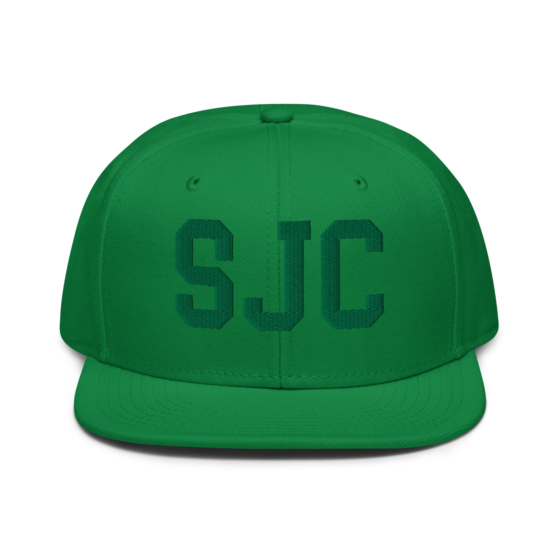 College-Style Wool-Blend Snapback Hat • Kelly Green • SJC San Jose • YHM Designs - Image 07