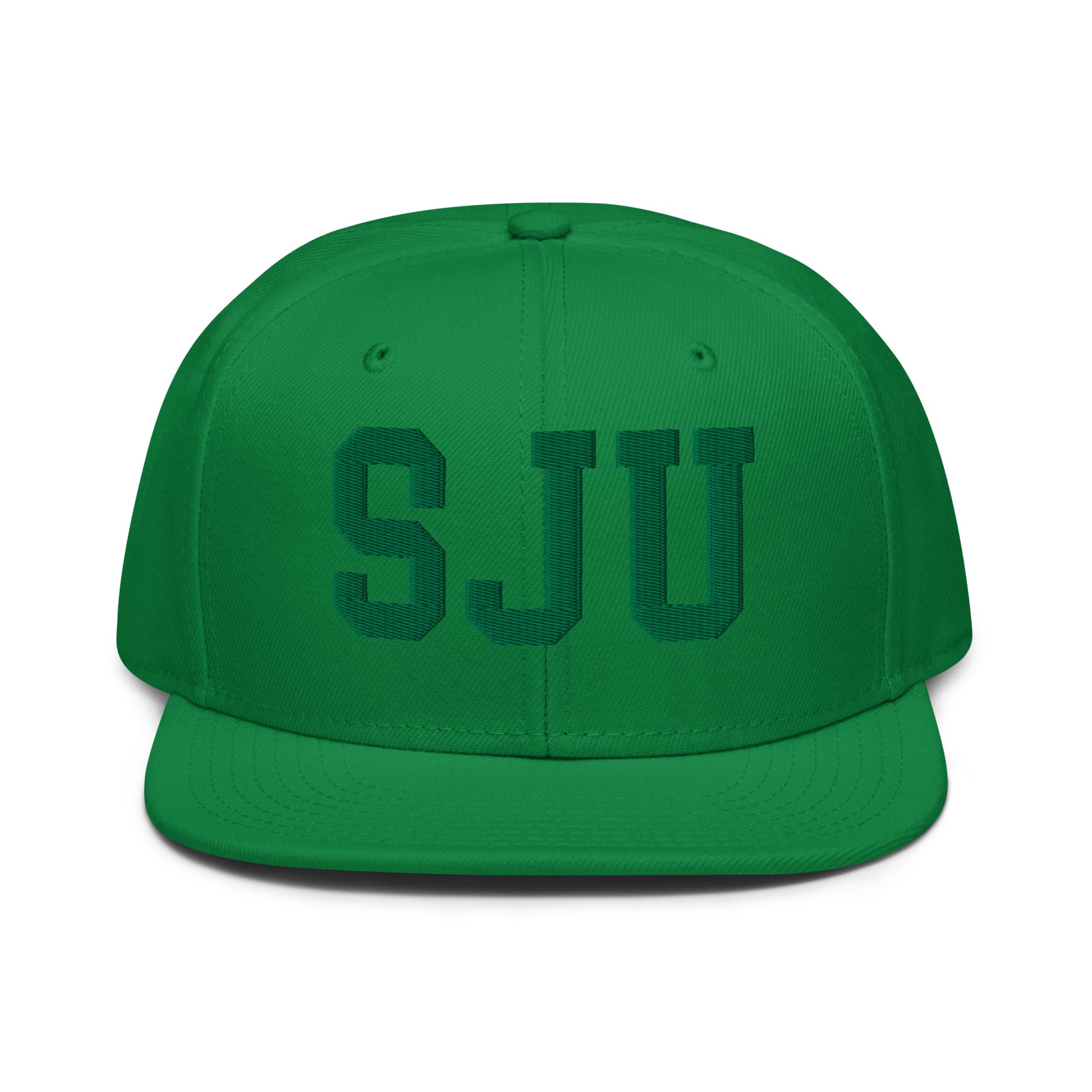 College-Style Wool-Blend Snapback Hat • Kelly Green • SJU San Juan • YHM Designs - Image 07