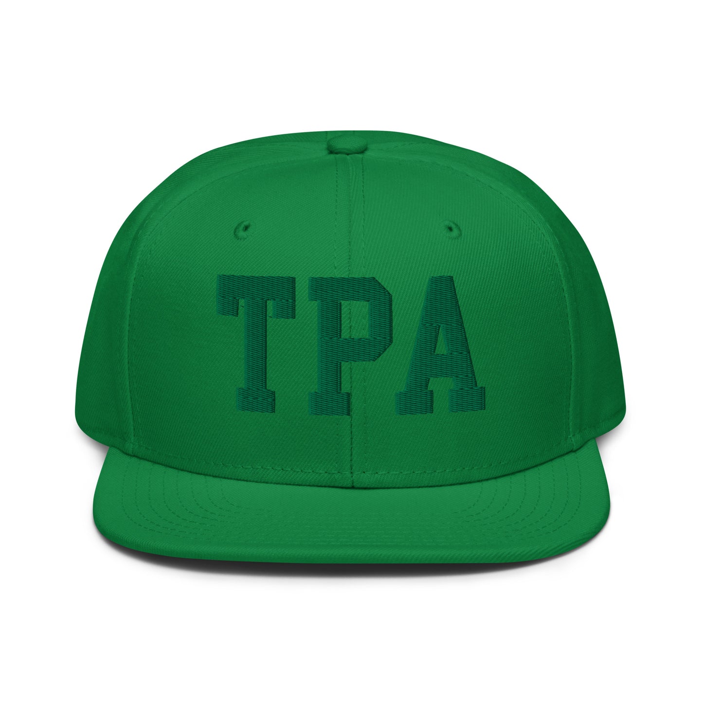 College-Style Wool-Blend Snapback Hat • Kelly Green • TPA Tampa • YHM Designs - Image 07