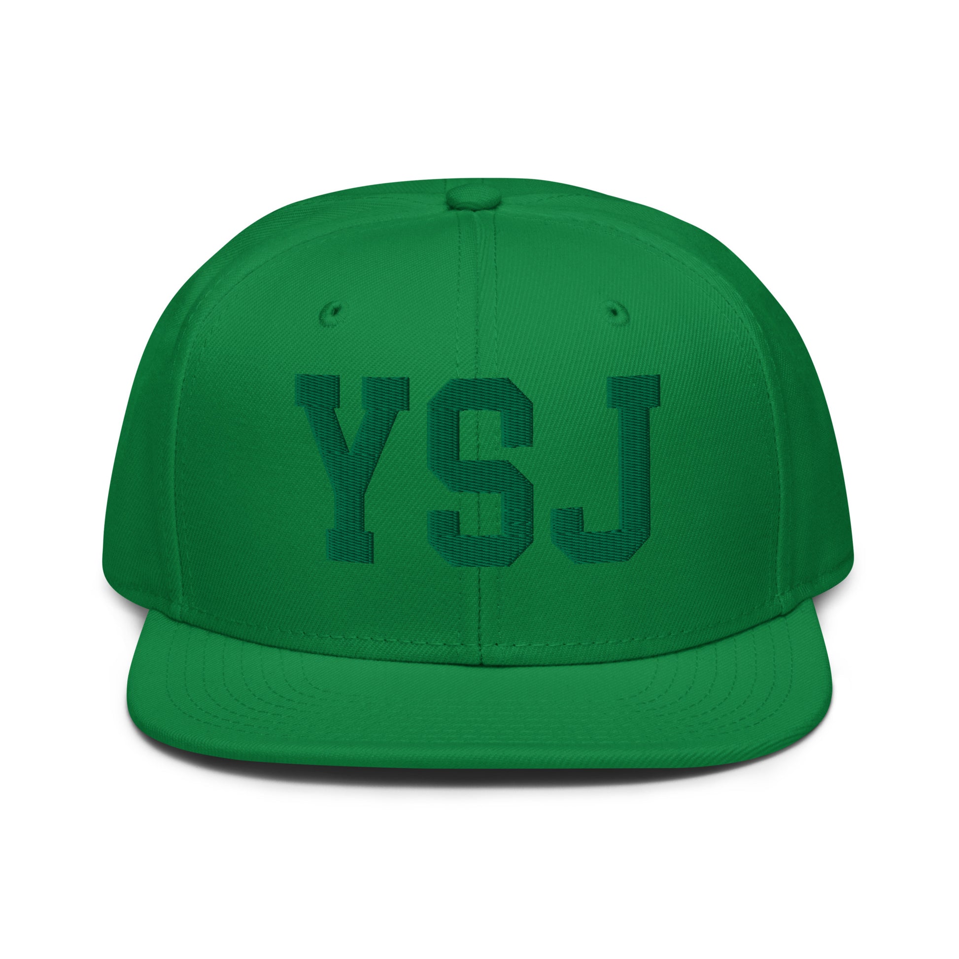 College-Style Wool-Blend Snapback Hat • Kelly Green • YSJ Saint John • YHM Designs - Image 07