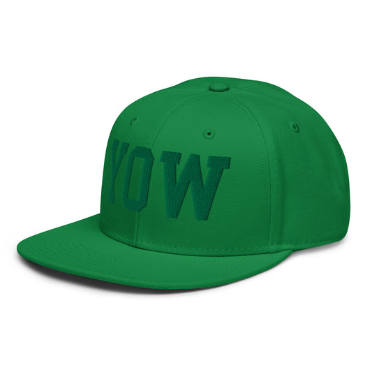 College-Style Wool-Blend Snapback Hat • Kelly Green • YOW Ottawa • YHM Designs - Image 01