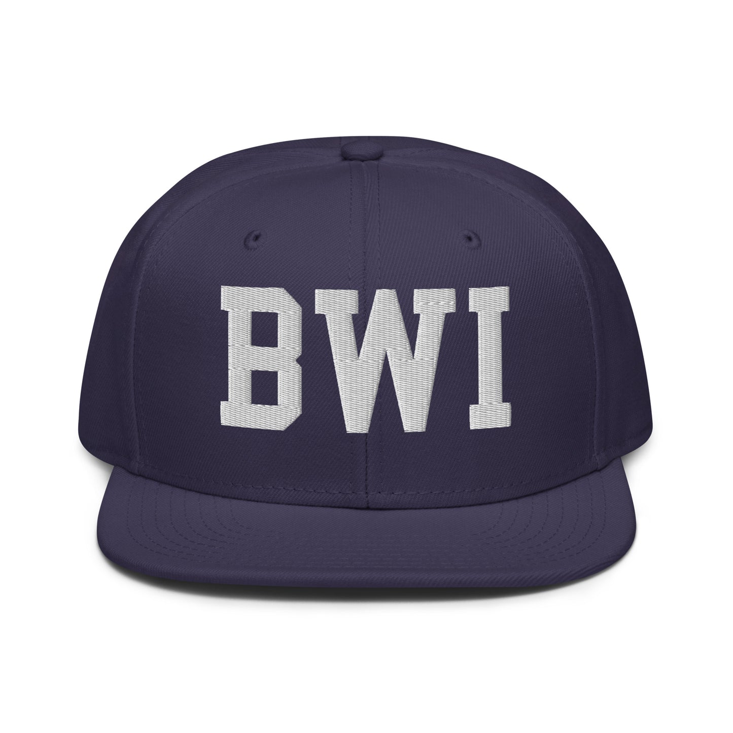 College-Style Wool-Blend Snapback Hat • White • BWI Baltimore • YHM Designs - Image 10