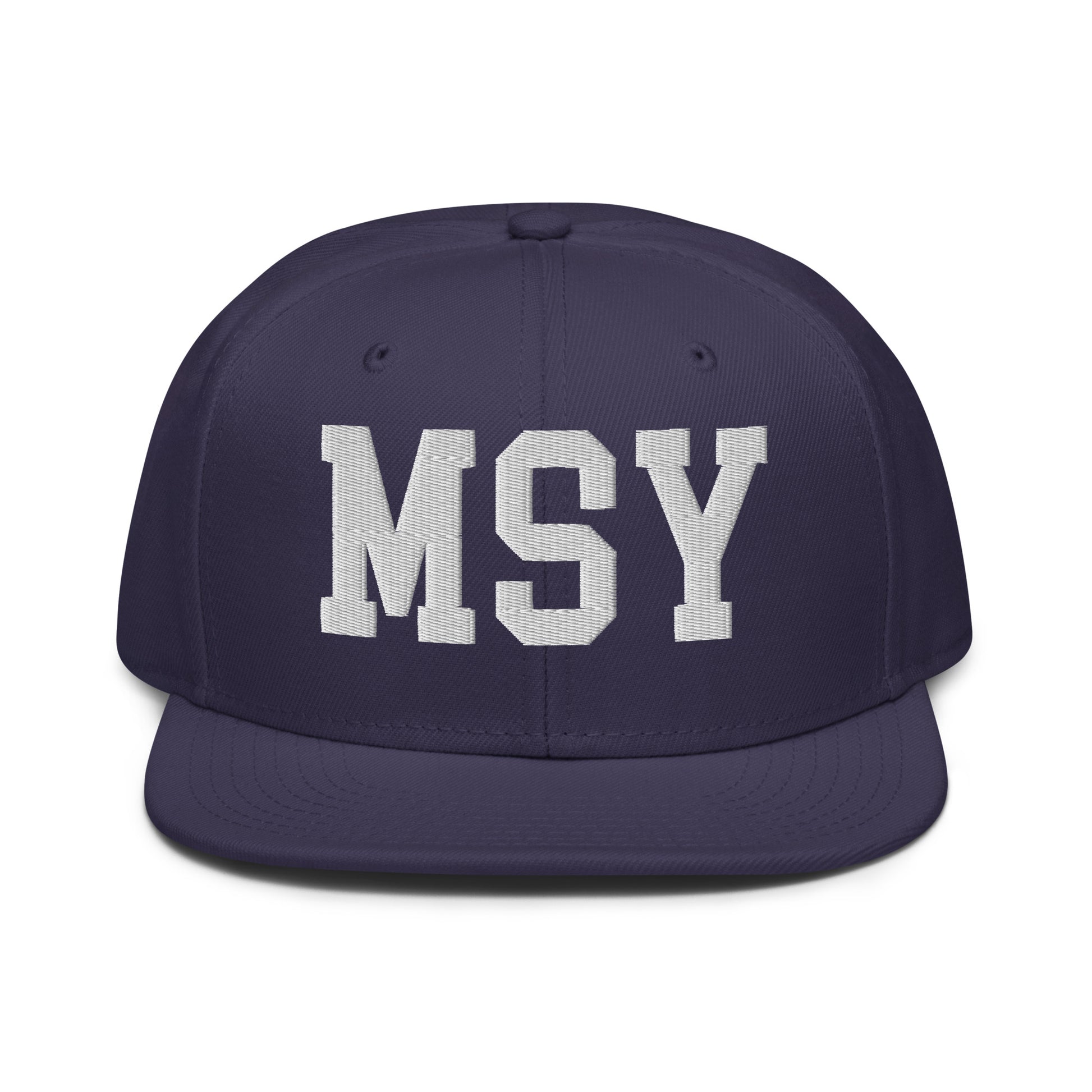 College-Style Wool-Blend Snapback Hat • White • MSY New Orleans • YHM Designs - Image 10