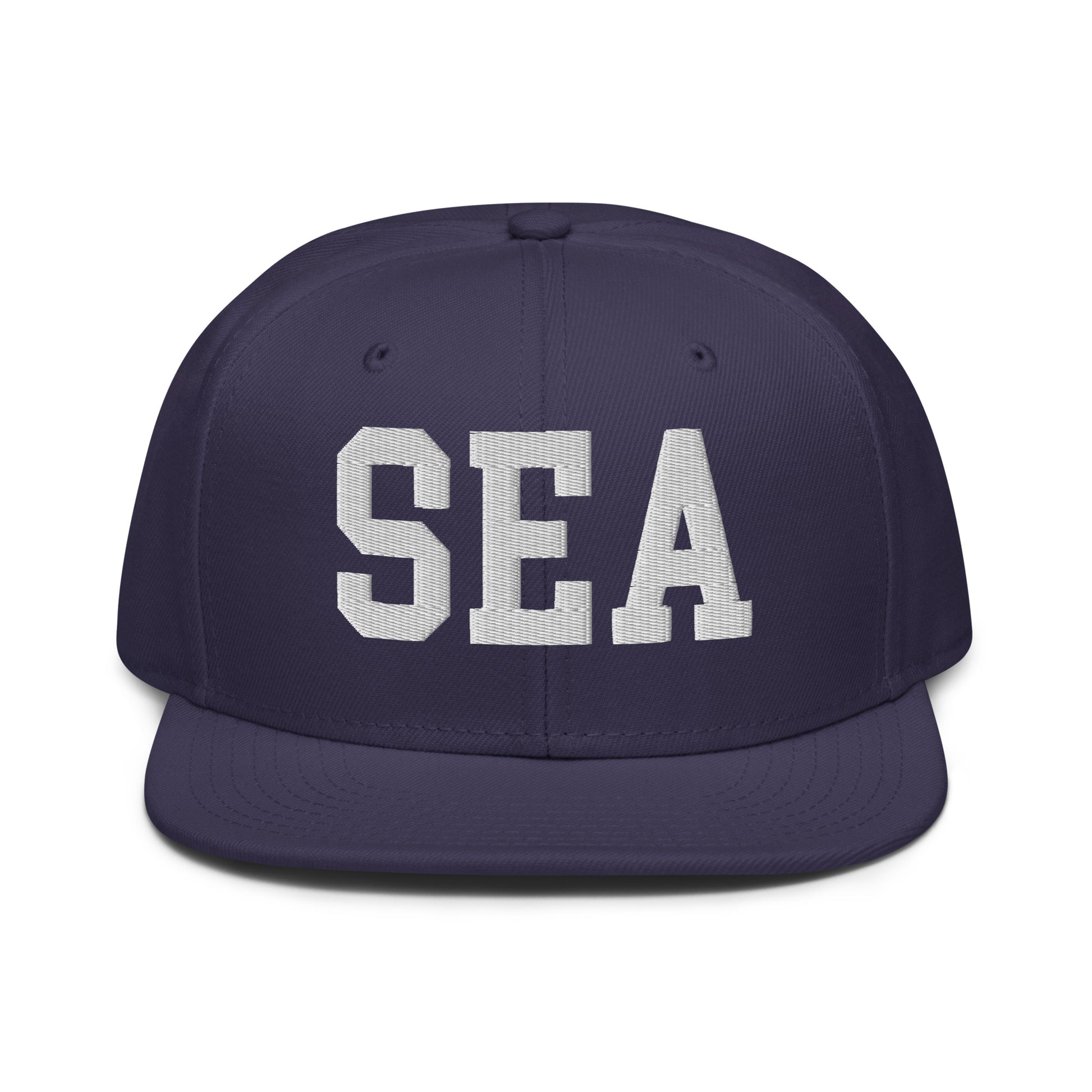 College-Style Wool-Blend Snapback Hat • White • SEA Seattle • YHM Designs - Image 10