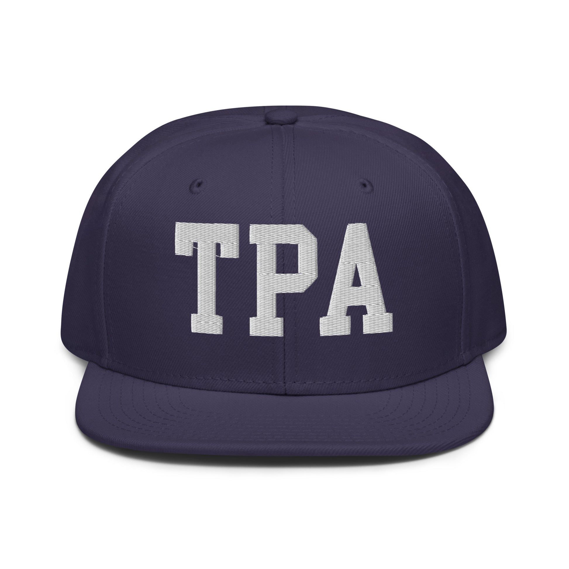 College-Style Wool-Blend Snapback Hat • White • TPA Tampa • YHM Designs - Image 10
