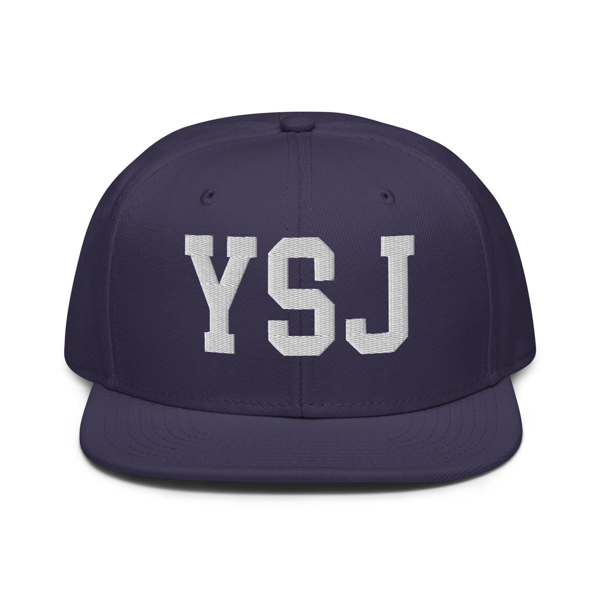 College-Style Wool-Blend Snapback Hat • White • YSJ Saint John • YHM Designs - Image 10