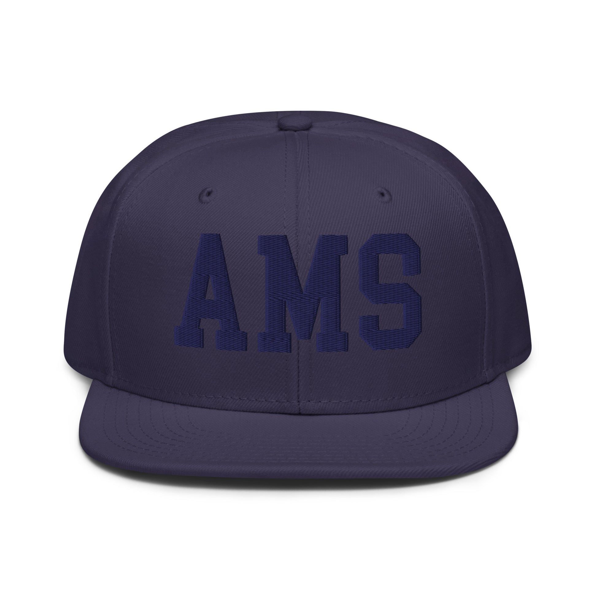 College-Style Wool-Blend Snapback Hat • Navy Blue • AMS Amsterdam • YHM Designs - Image 07