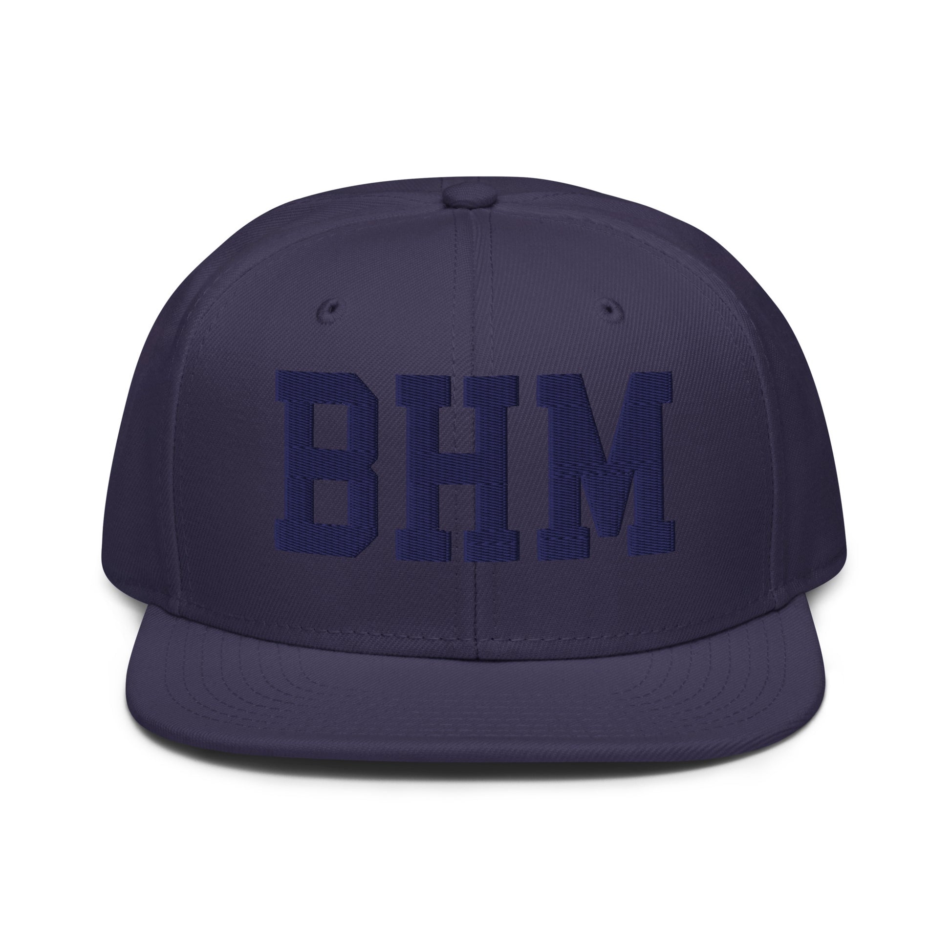 College-Style Wool-Blend Snapback Hat • Navy Blue • BHM Birmingham • YHM Designs - Image 07