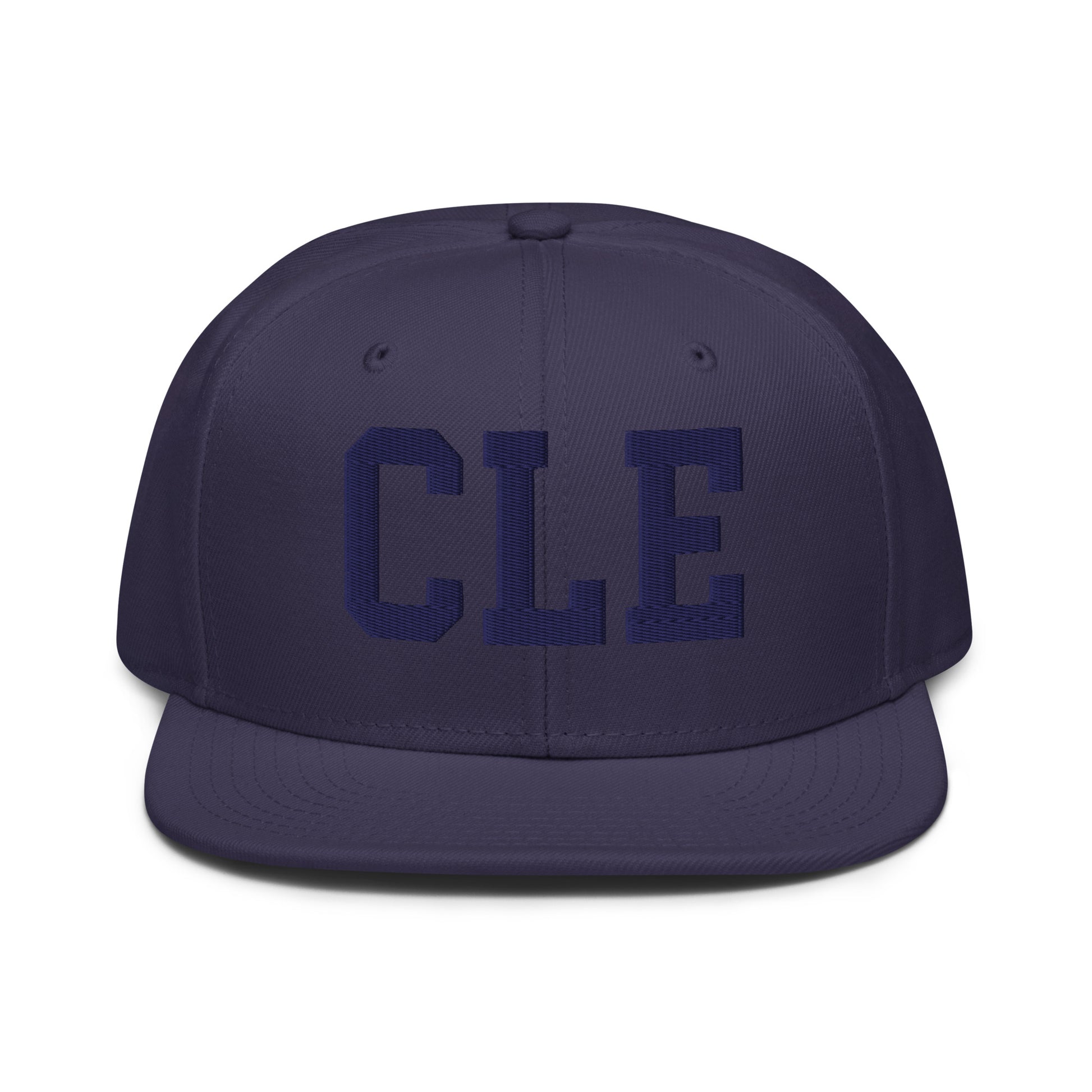 College-Style Wool-Blend Snapback Hat • Navy Blue • CLE Cleveland • YHM Designs - Image 07