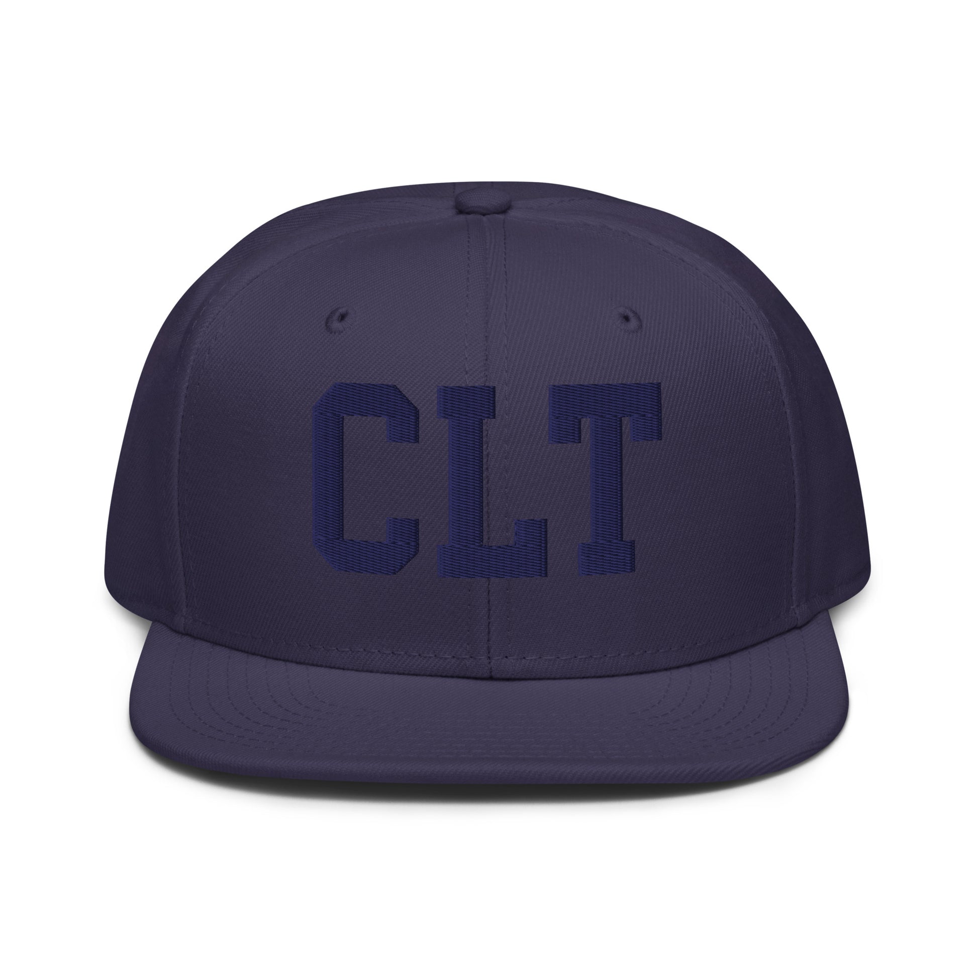 College-Style Wool-Blend Snapback Hat • Navy Blue • CLT Charlotte • YHM Designs - Image 07