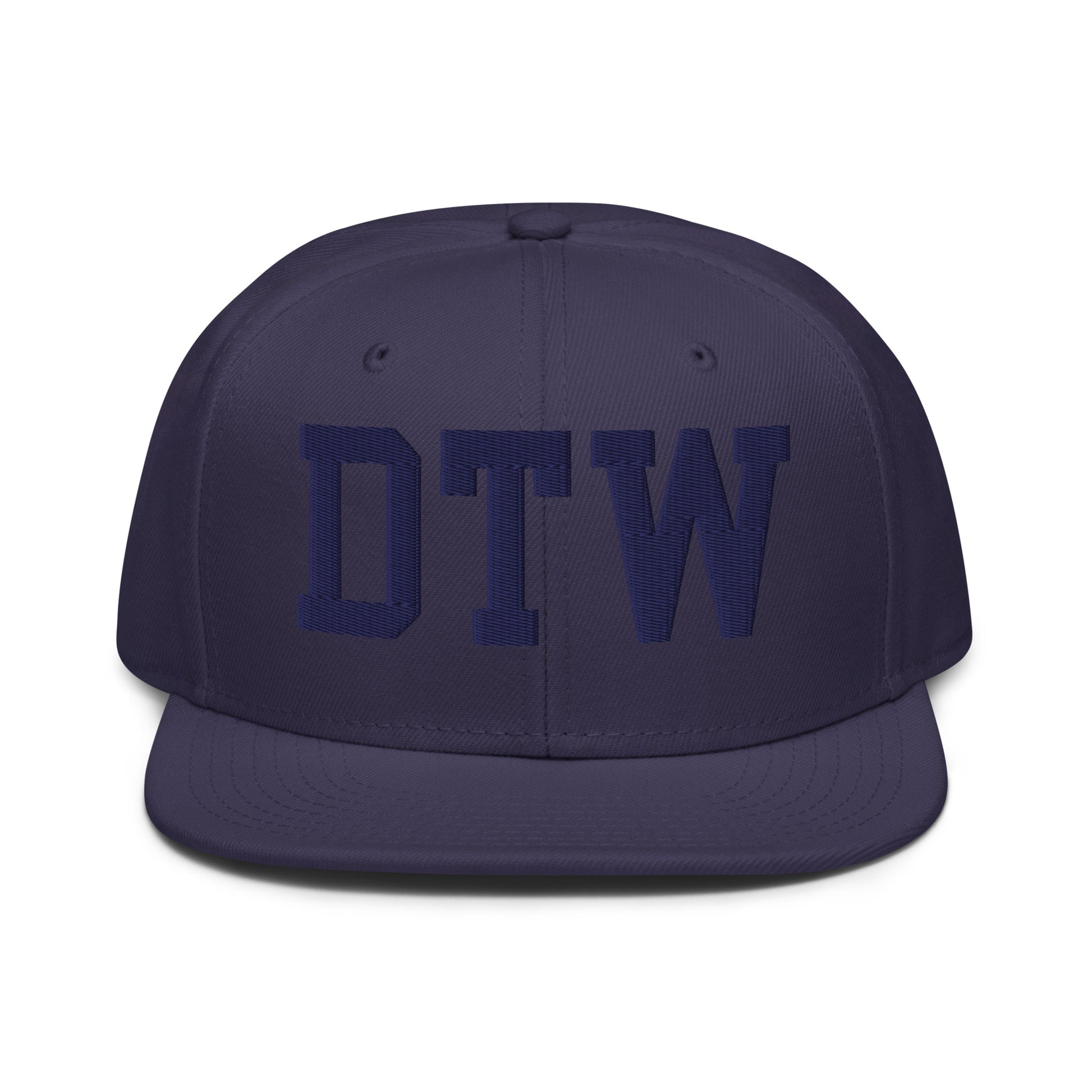 College-Style Wool-Blend Snapback Hat • Navy Blue • DTW Detroit • YHM Designs - Image 07