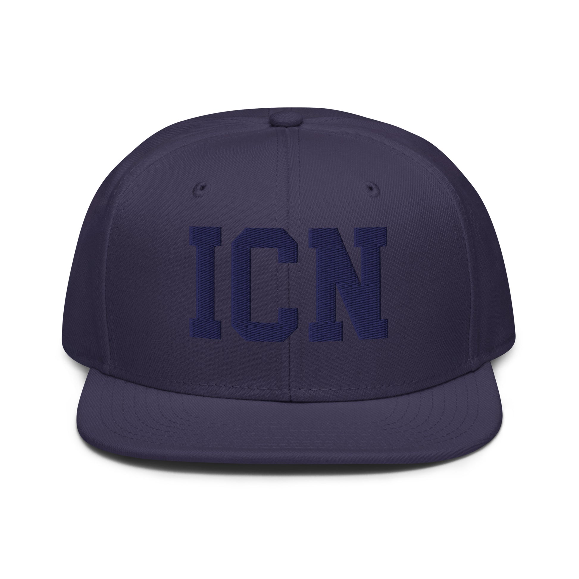 College-Style Wool-Blend Snapback Hat • Navy Blue • ICN Seoul • YHM Designs - Image 07