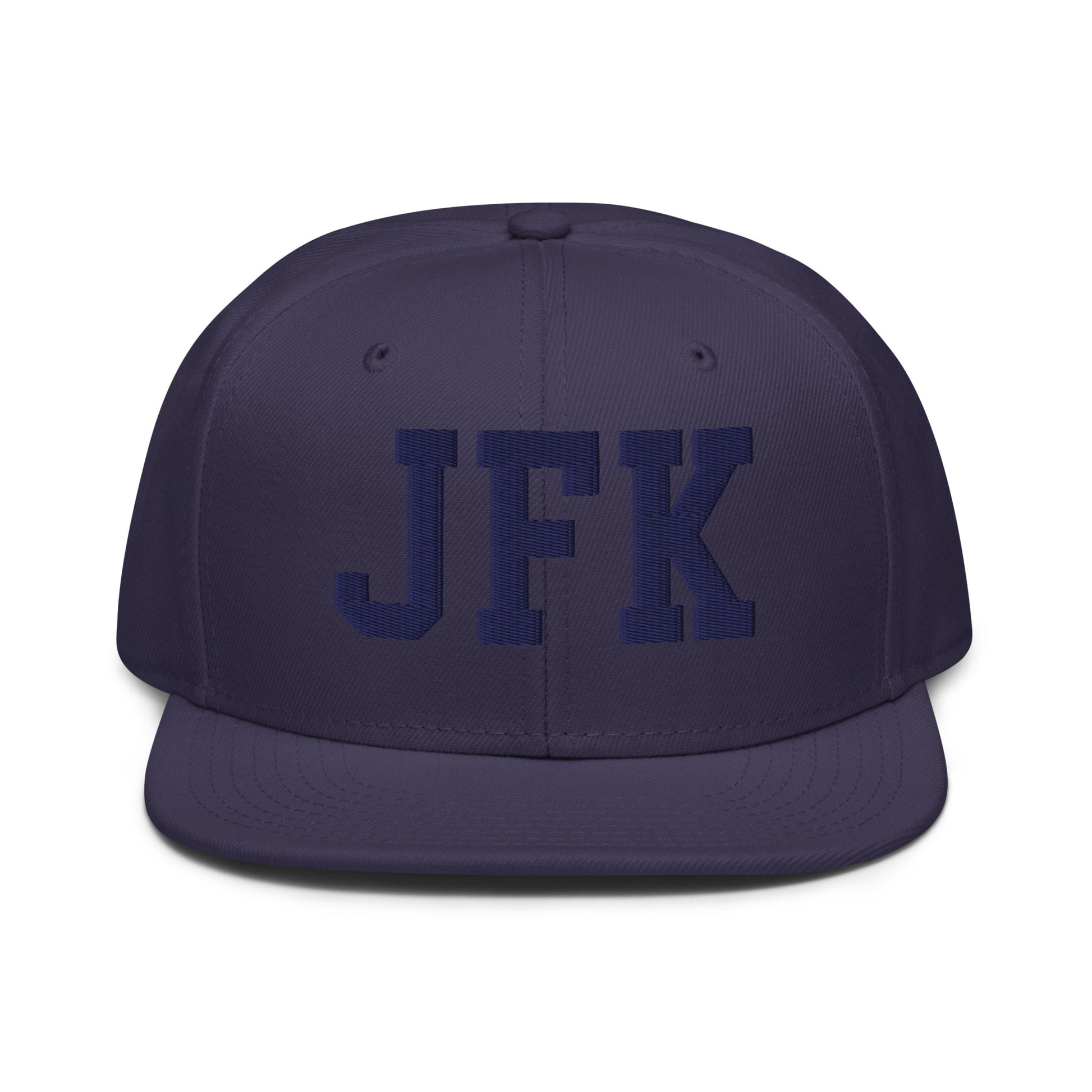 College-Style Wool-Blend Snapback Hat • Navy Blue • JFK New York City • YHM Designs - Image 07