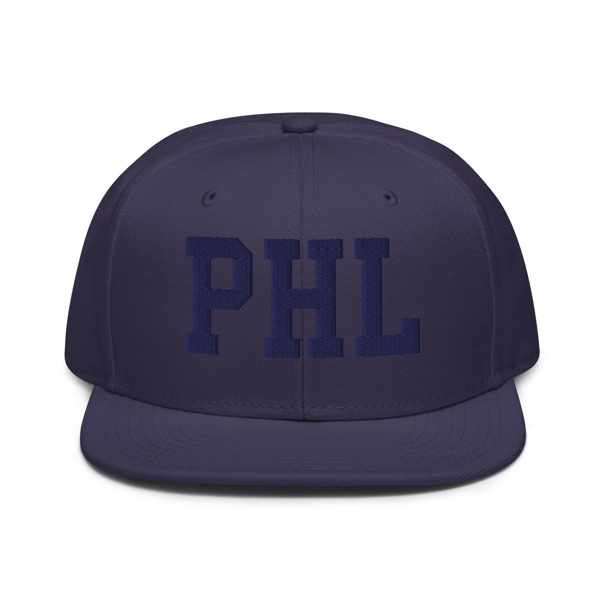College-Style Wool-Blend Snapback Hat • Navy Blue • PHL Philadelphia • YHM Designs - Image 07