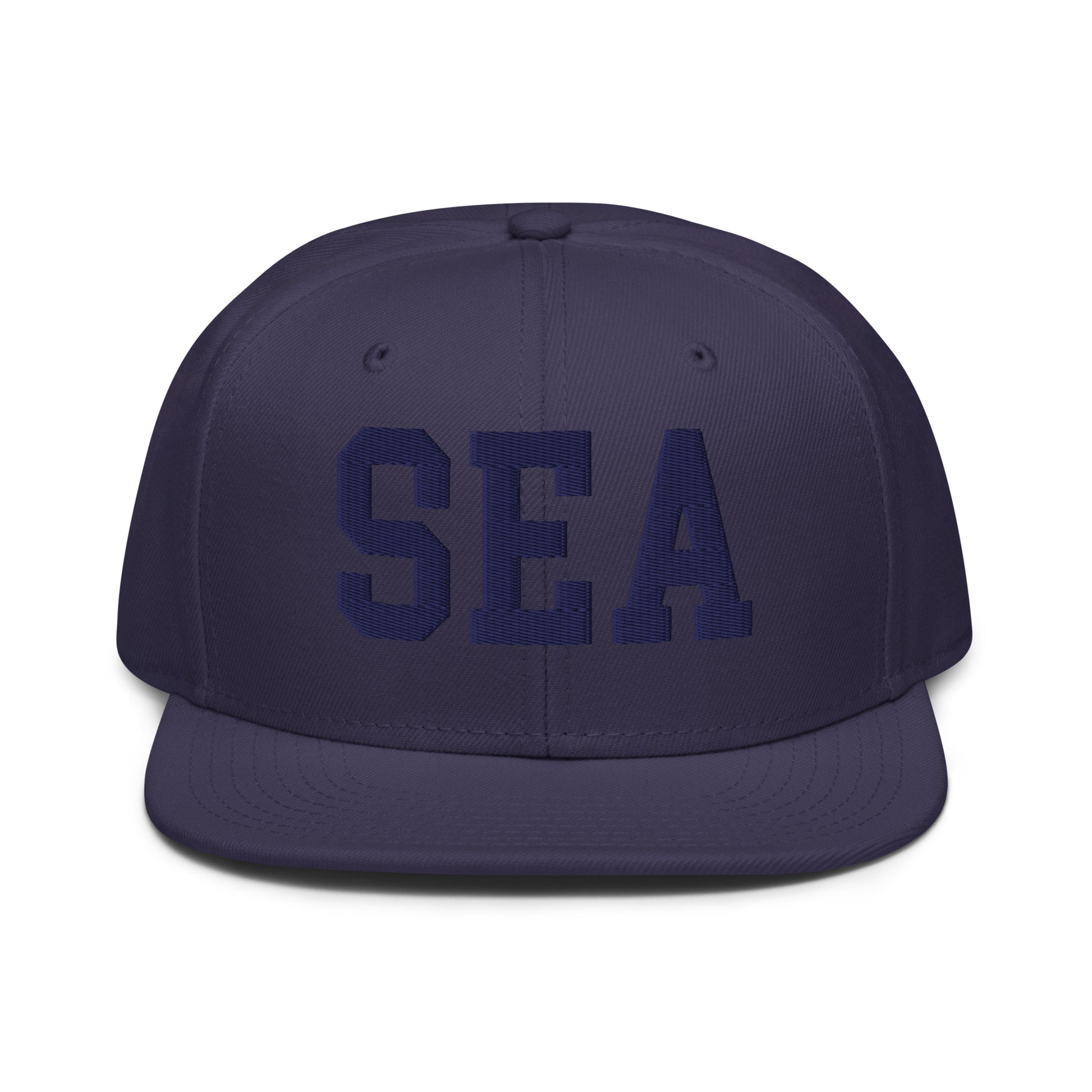 College-Style Wool-Blend Snapback Hat • Navy Blue • SEA Seattle • YHM Designs - Image 07