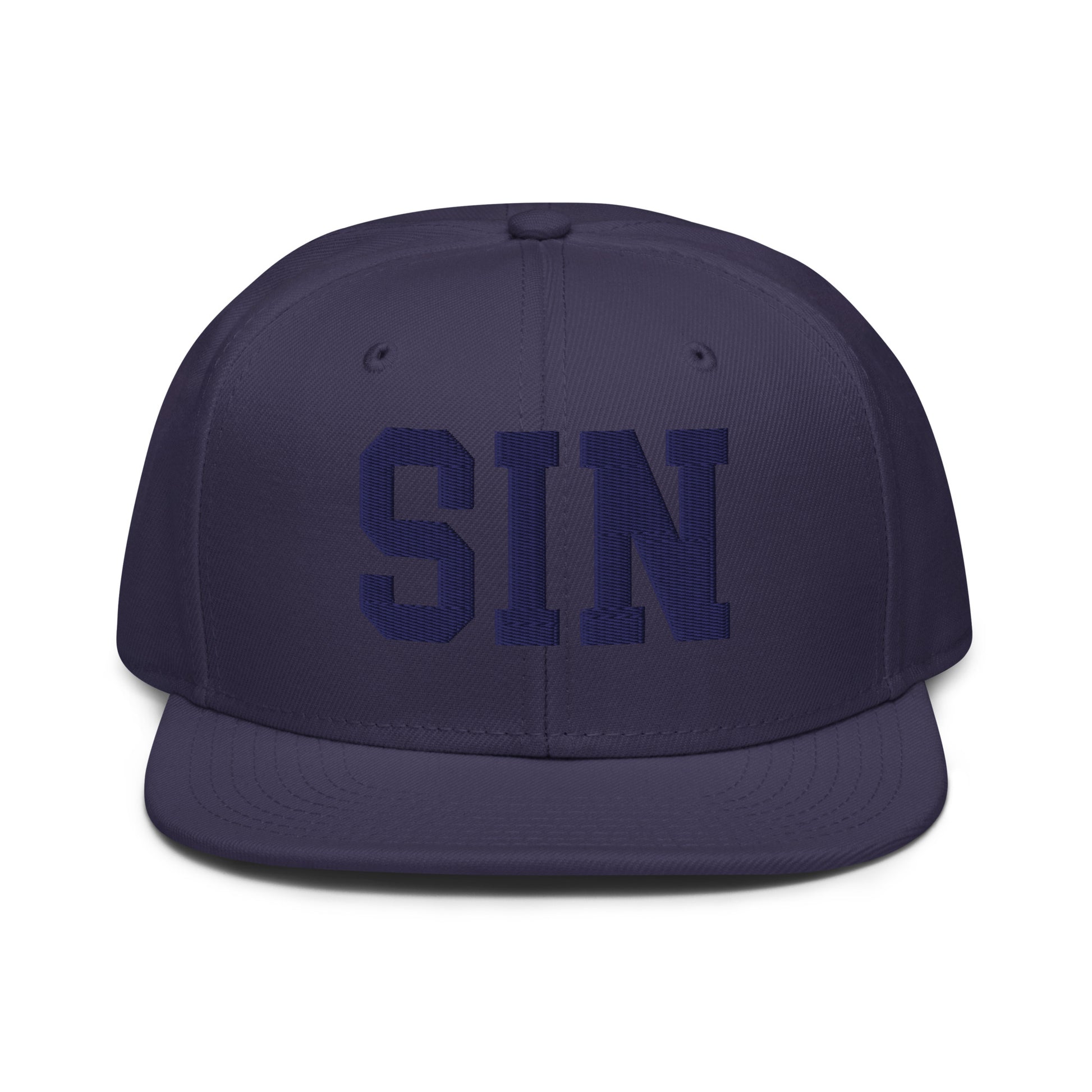 College-Style Wool-Blend Snapback Hat • Navy Blue • SIN Singapore • YHM Designs - Image 07