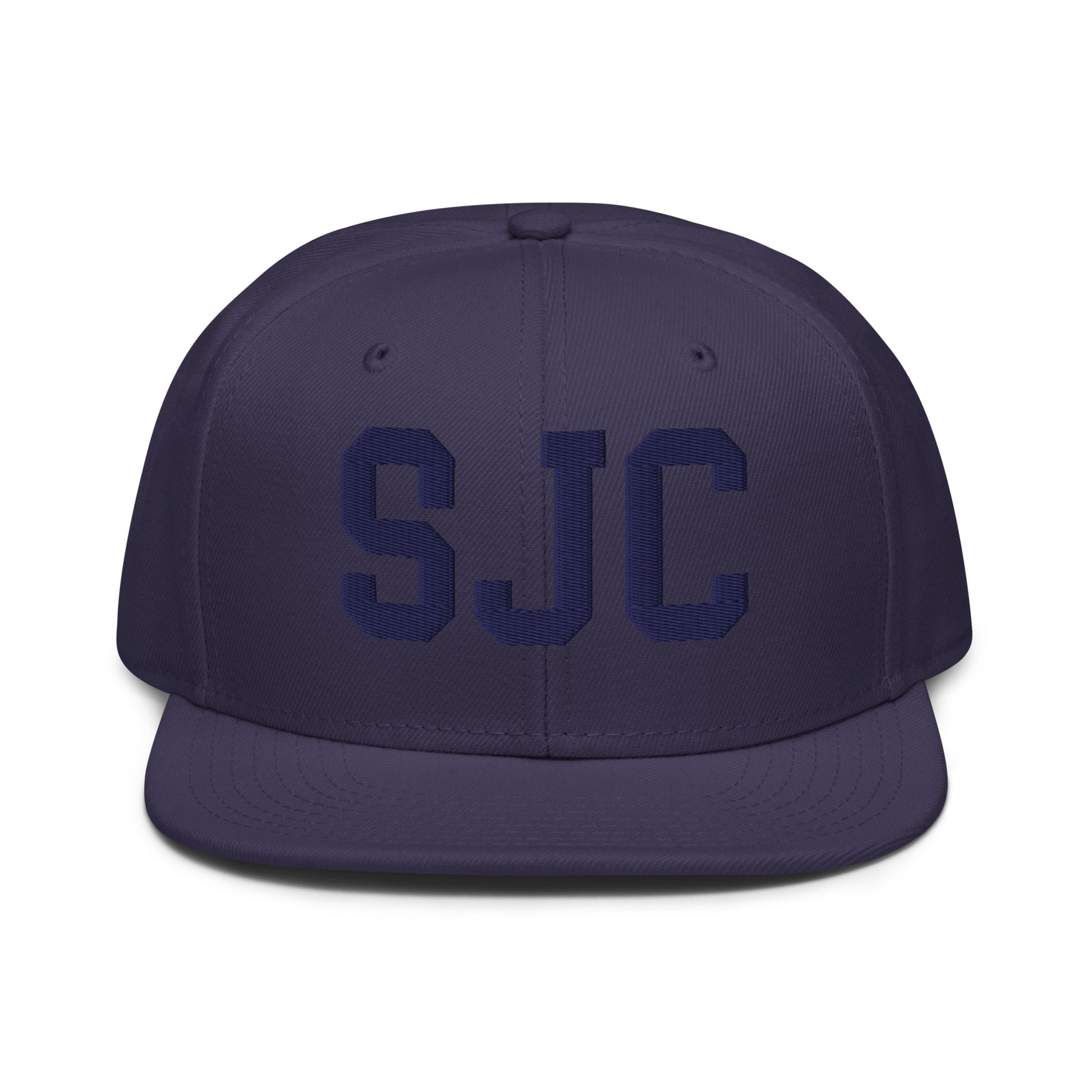 College-Style Wool-Blend Snapback Hat • Navy Blue • SJC San Jose • YHM Designs - Image 07