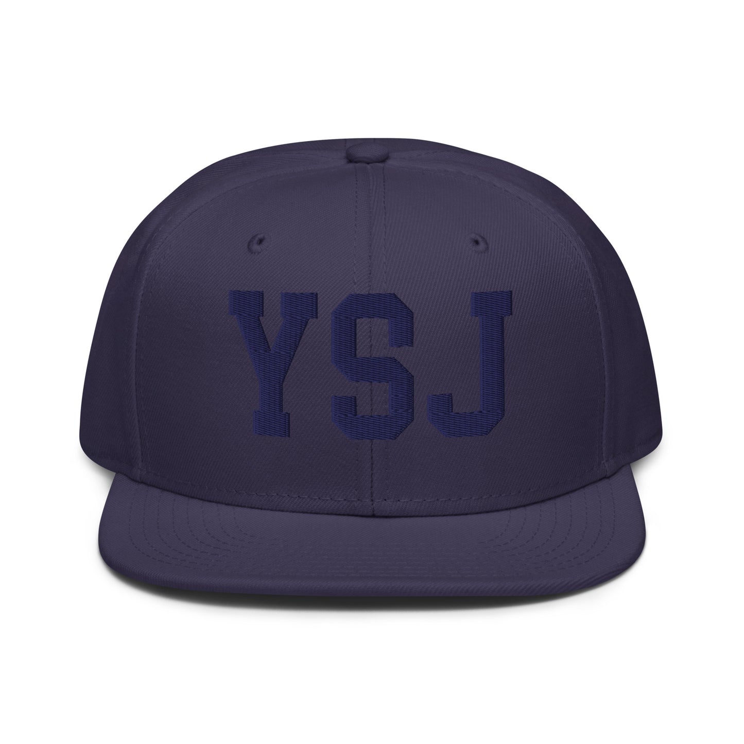 College-Style Wool-Blend Snapback Hat • Navy Blue • YSJ Saint John • YHM Designs - Image 07