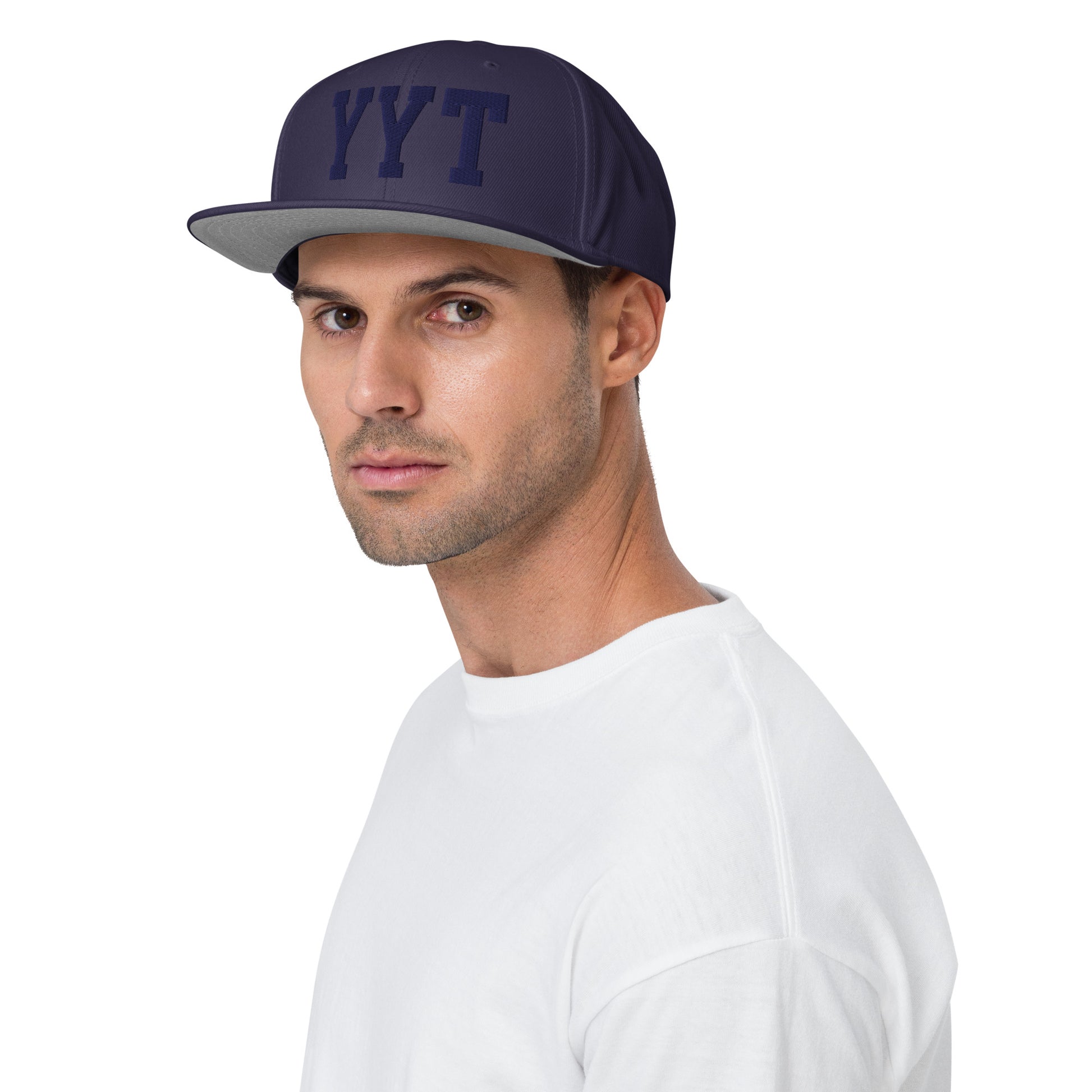 College-Style Wool-Blend Snapback Hat • Navy Blue • YYT St. John's • YHM Designs - Image 03