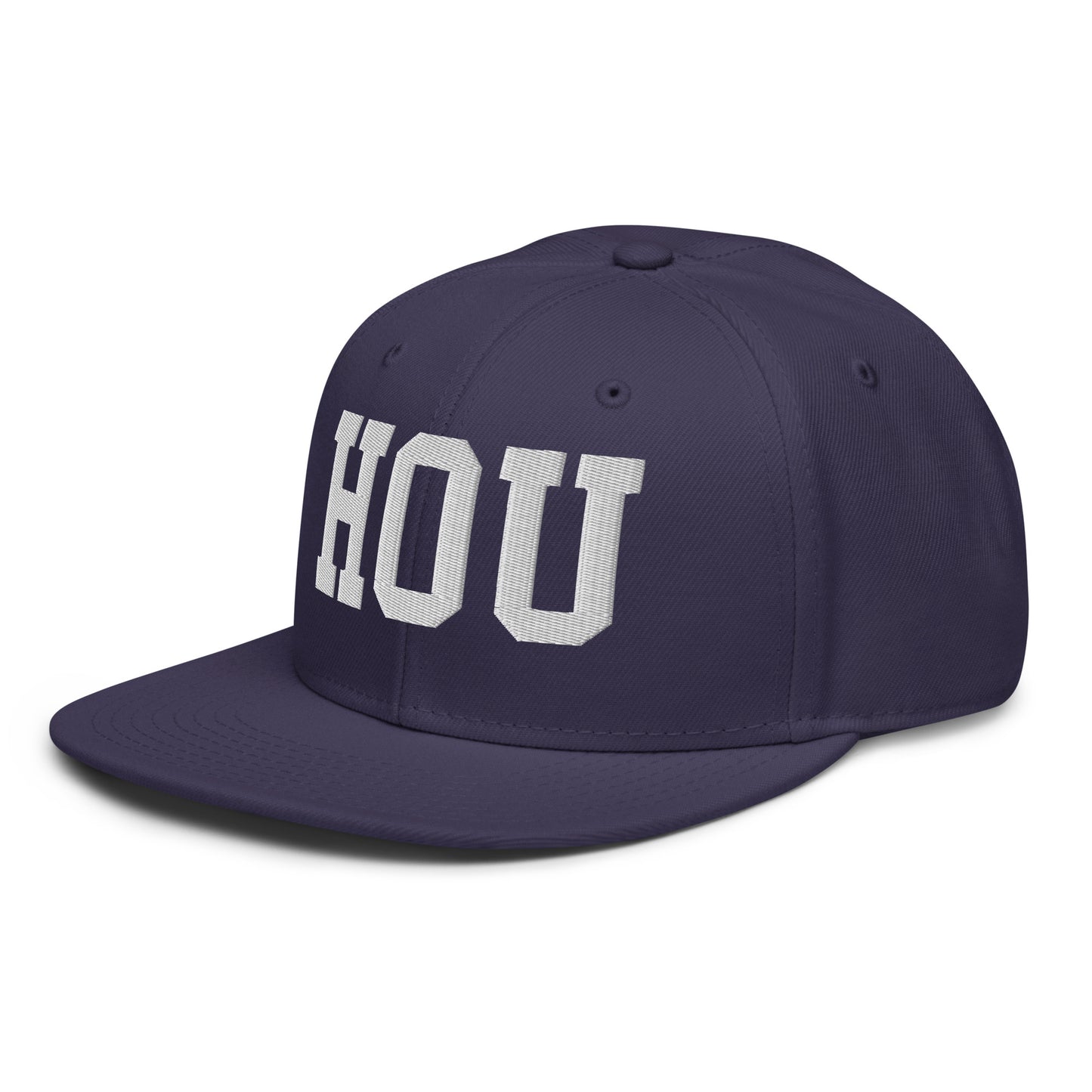 College-Style Wool-Blend Snapback Hat • White • HOU Houston • YHM Designs - Image 12