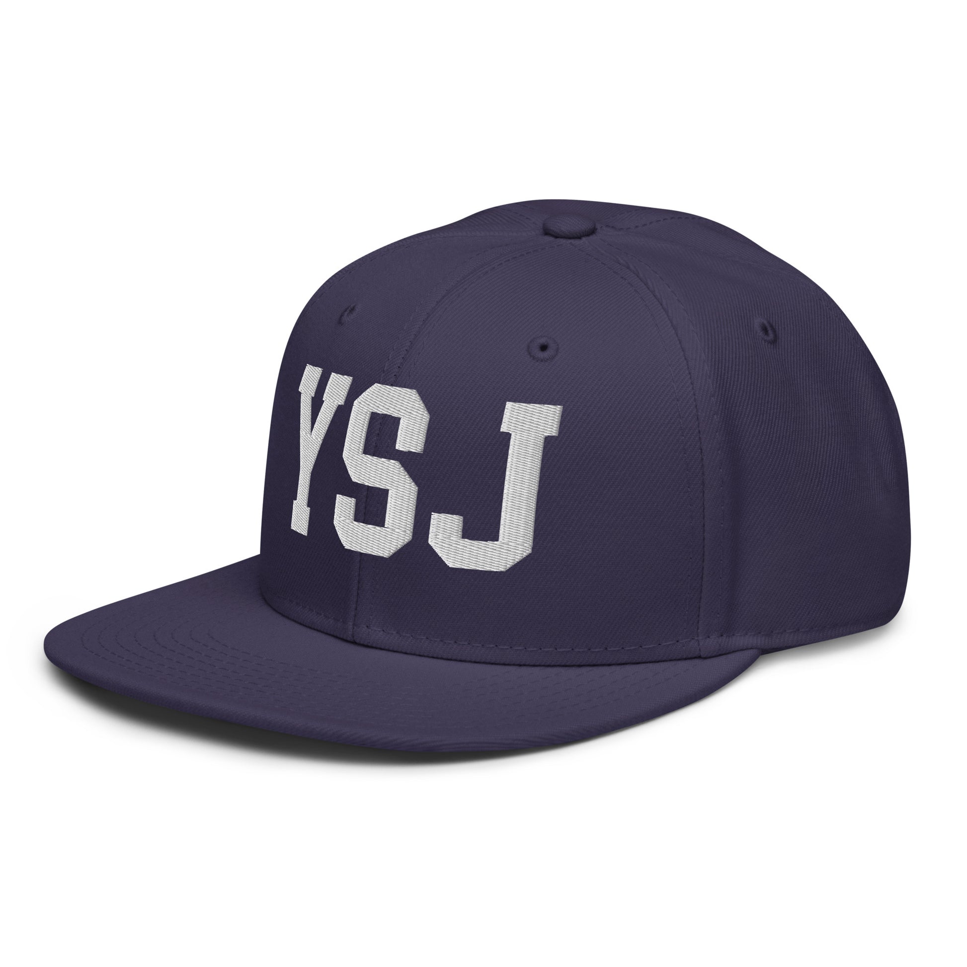 College-Style Wool-Blend Snapback Hat • White • YSJ Saint John • YHM Designs - Image 12