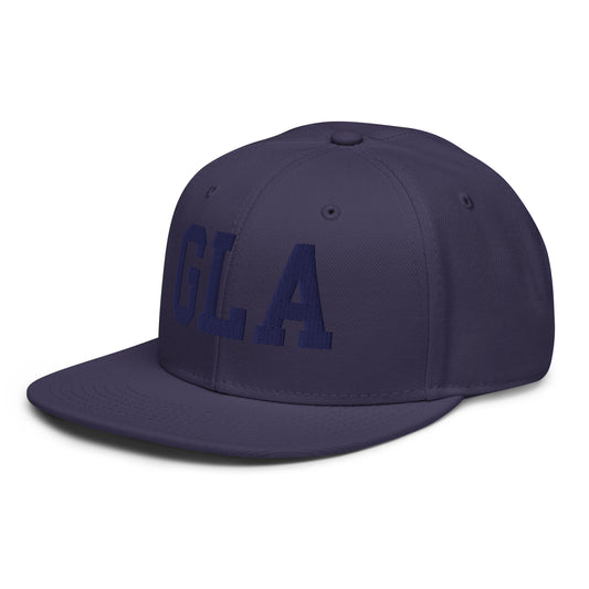 College-Style Wool-Blend Snapback Hat • Navy Blue • GLA Glasgow • YHM Designs - Image 01