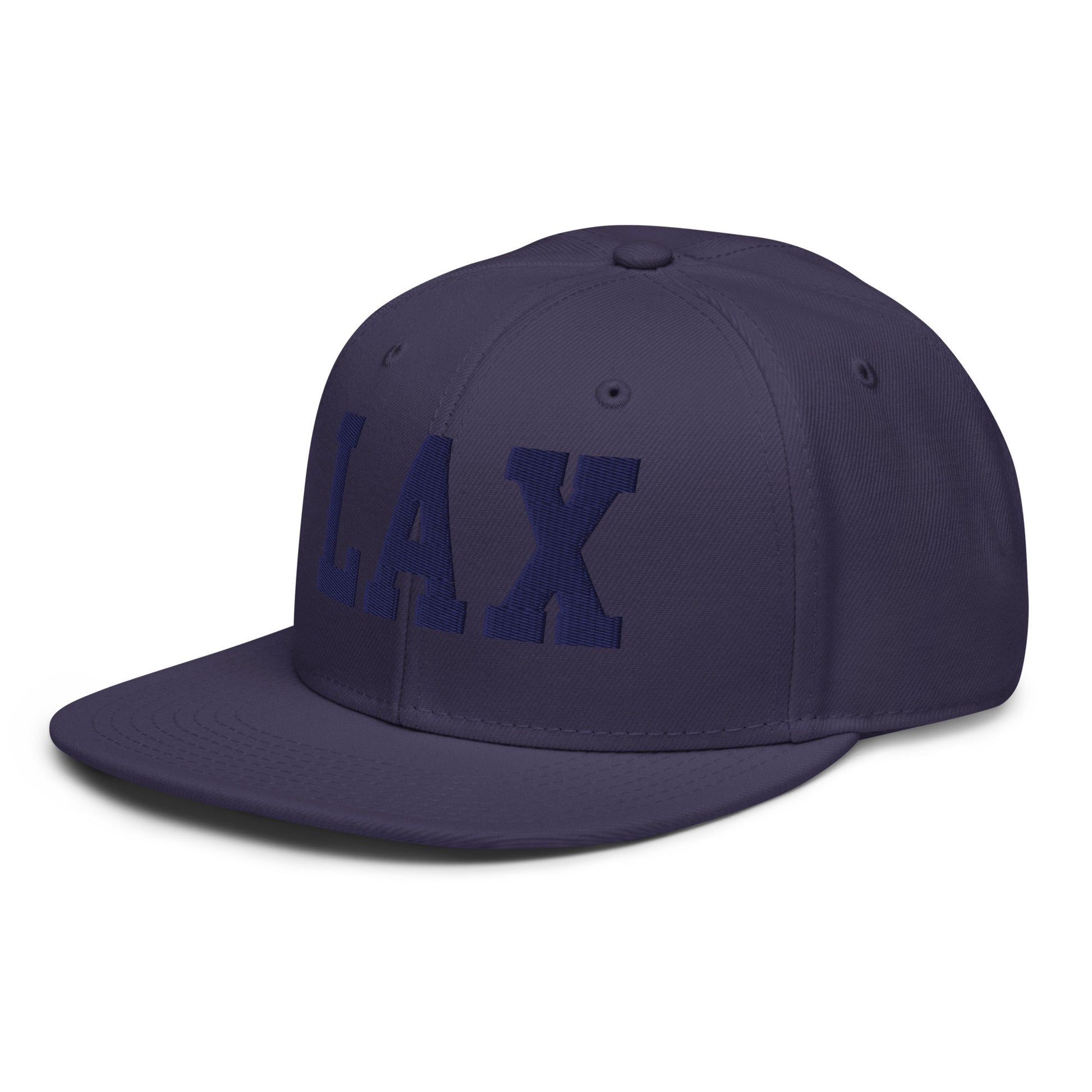 College-Style Wool-Blend Snapback Hat • Navy Blue • LAX Los Angeles • YHM Designs - Image 01