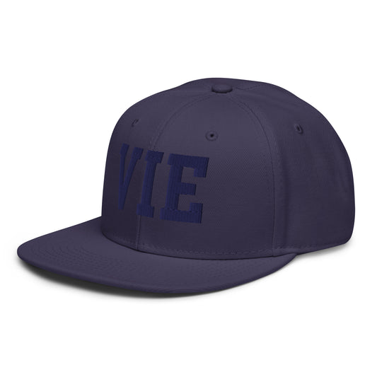 College-Style Wool-Blend Snapback Hat • Navy Blue • VIE Vienna • YHM Designs - Image 01