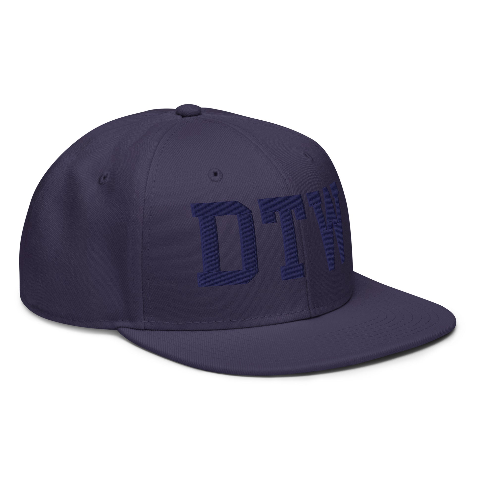 College-Style Wool-Blend Snapback Hat • Navy Blue • DTW Detroit • YHM Designs - Image 10