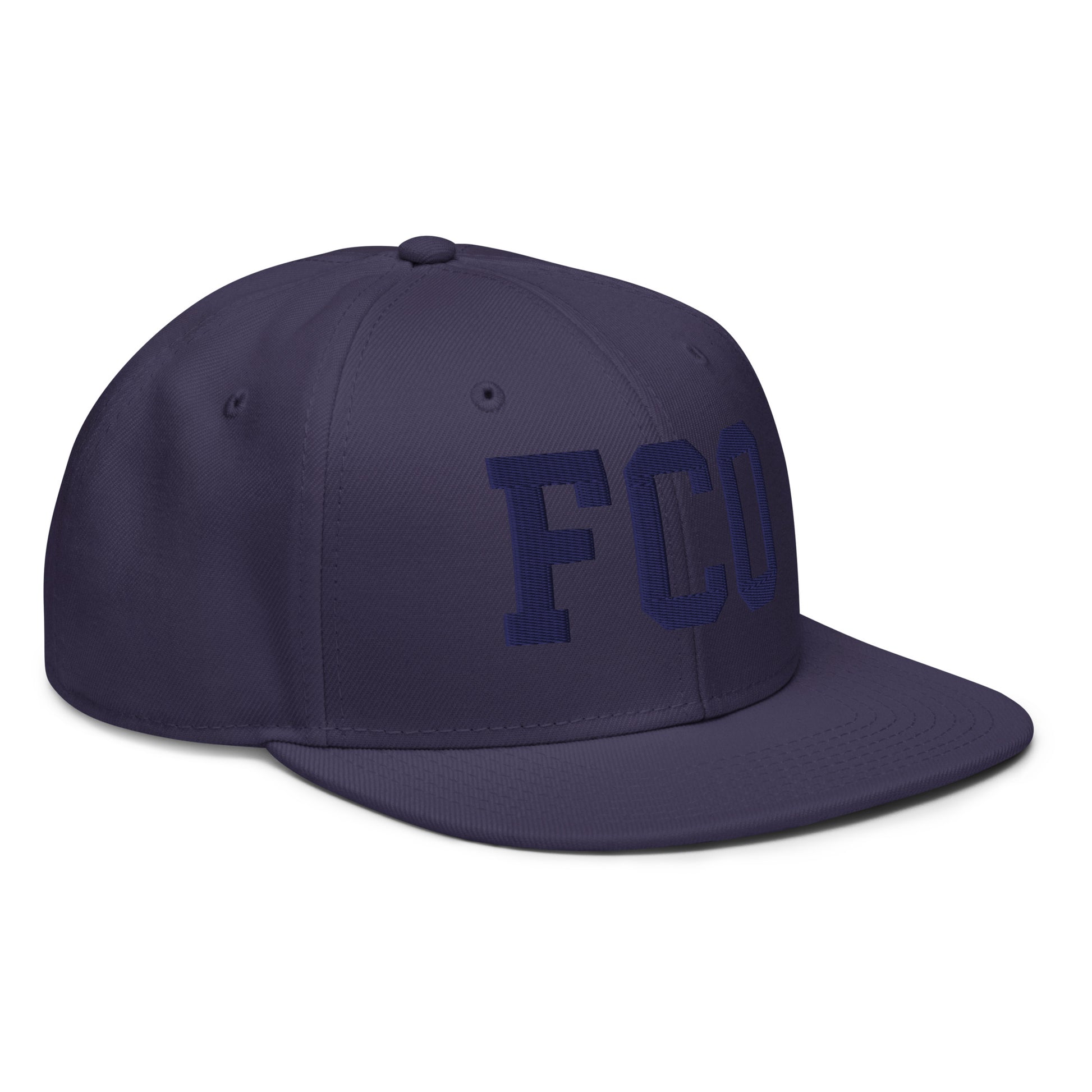 College-Style Wool-Blend Snapback Hat • Navy Blue • FCO Rome • YHM Designs - Image 10