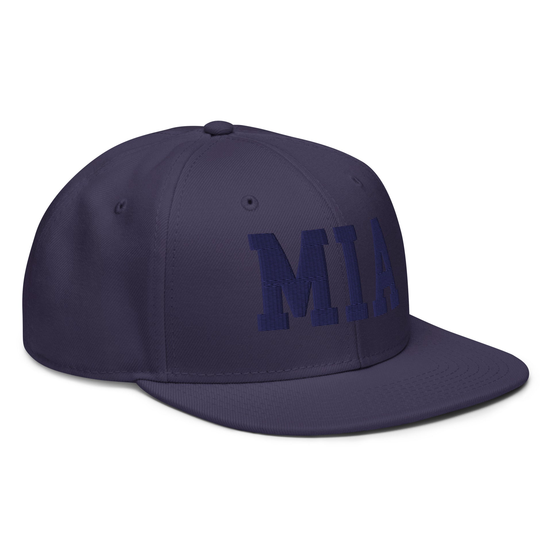 College-Style Wool-Blend Snapback Hat • Navy Blue • MIA Miami • YHM Designs - Image 10