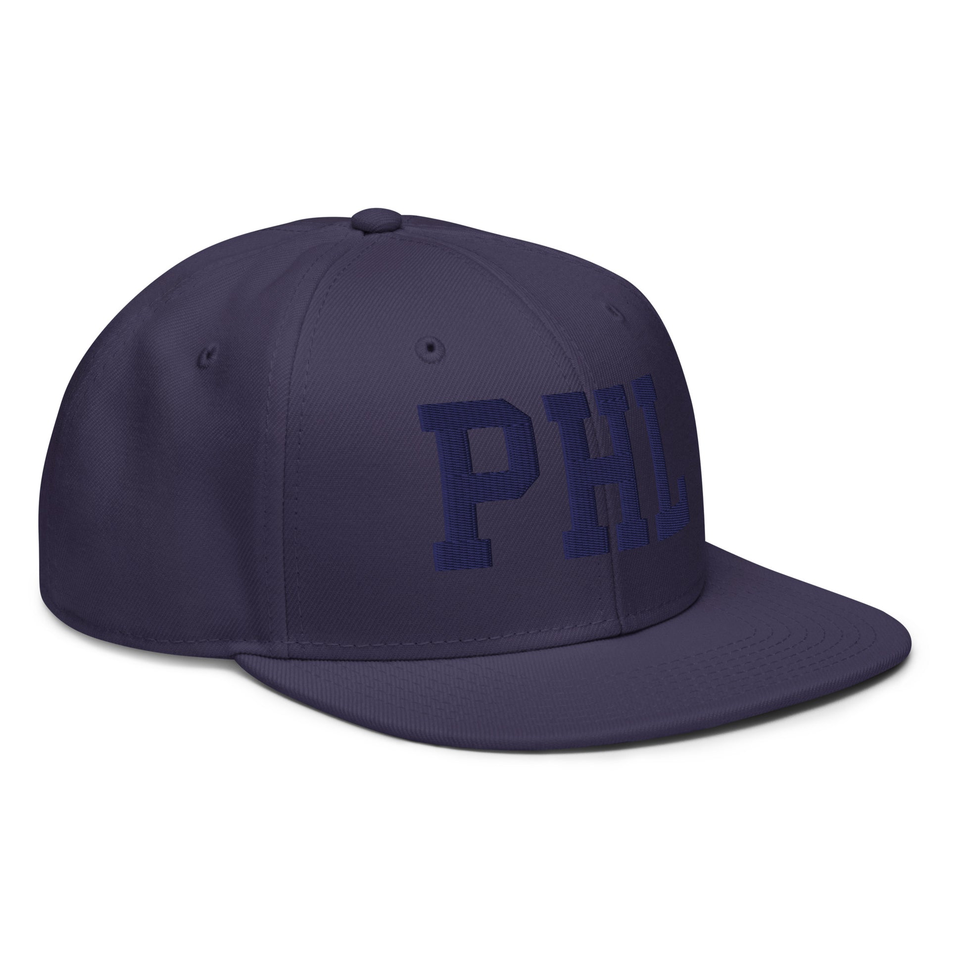 College-Style Wool-Blend Snapback Hat • Navy Blue • PHL Philadelphia • YHM Designs - Image 10