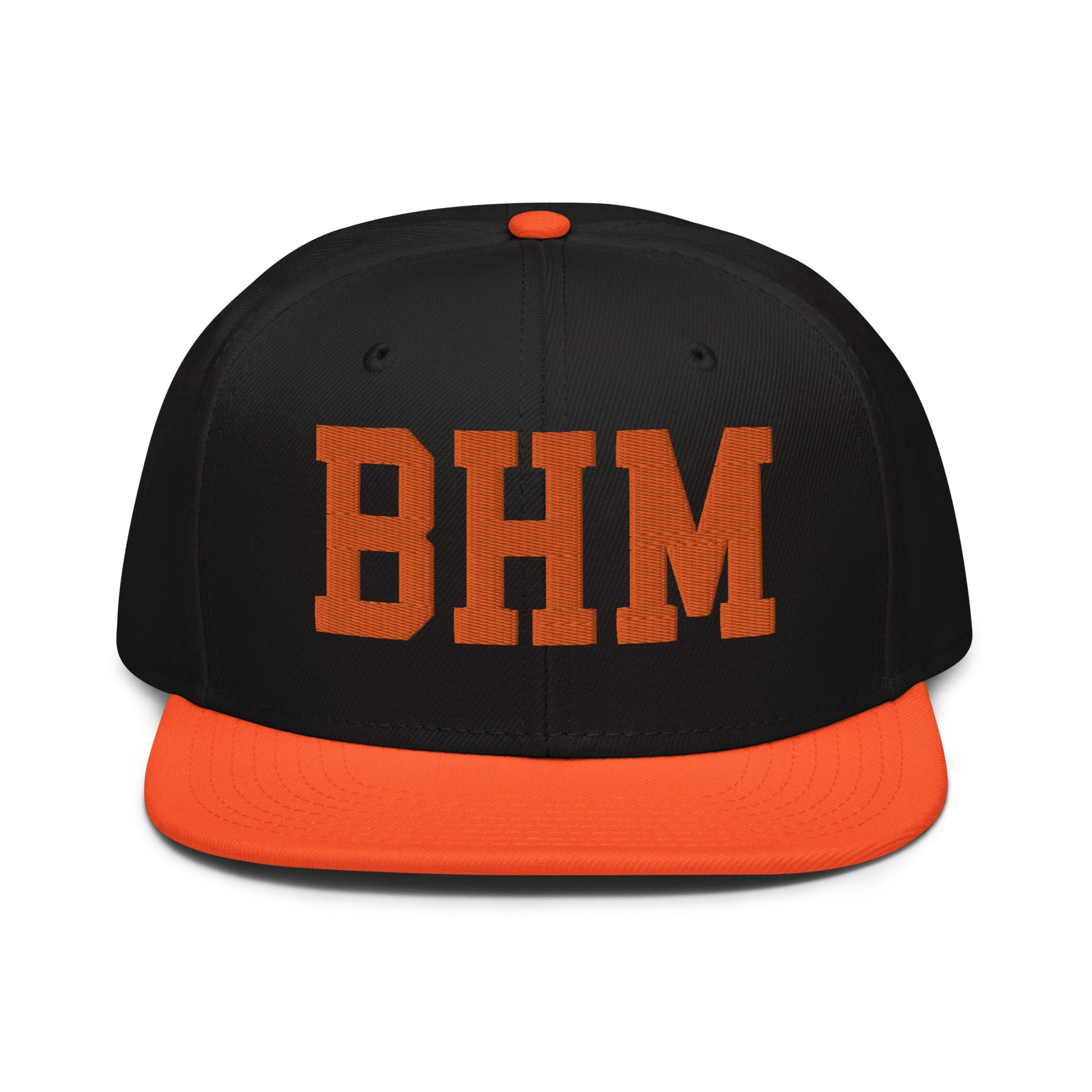 College-Style Wool-Blend Snapback Hat • Orange • BHM Birmingham • YHM Designs - Image 07
