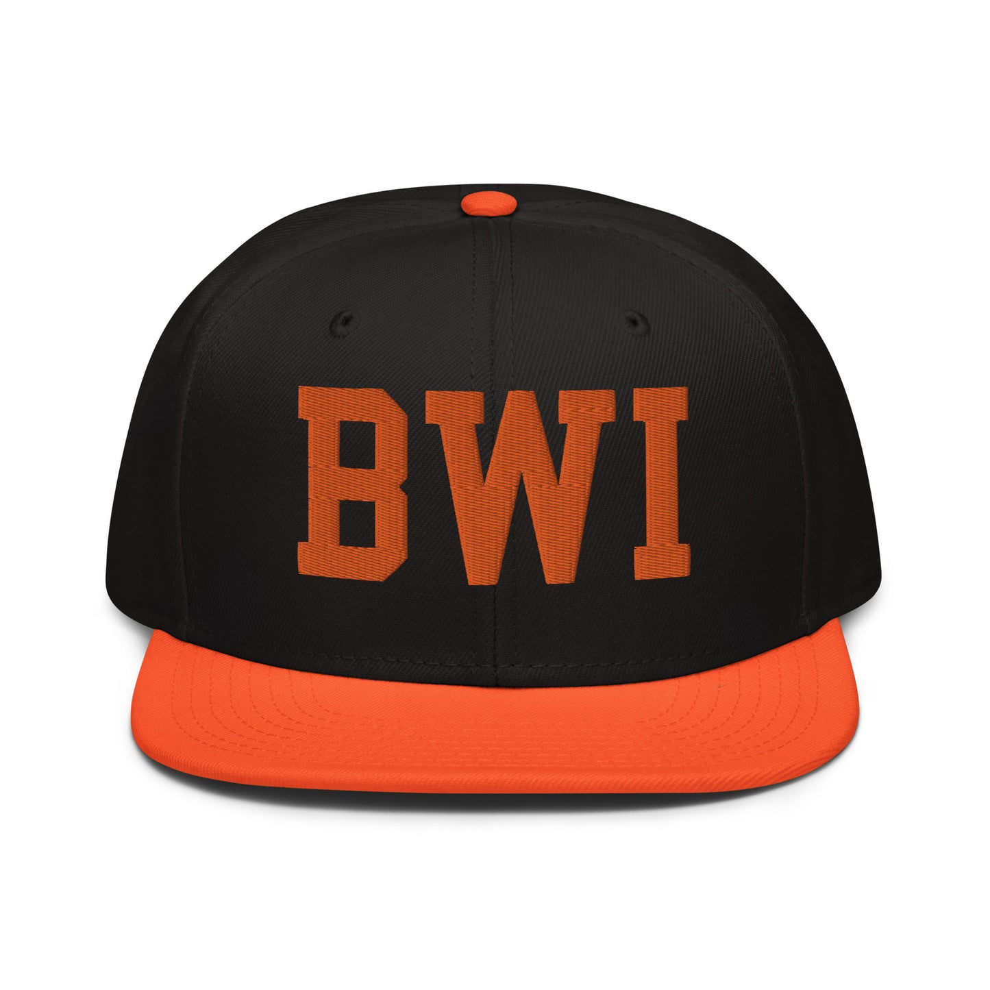 College-Style Wool-Blend Snapback Hat • Orange • BWI Baltimore • YHM Designs - Image 07