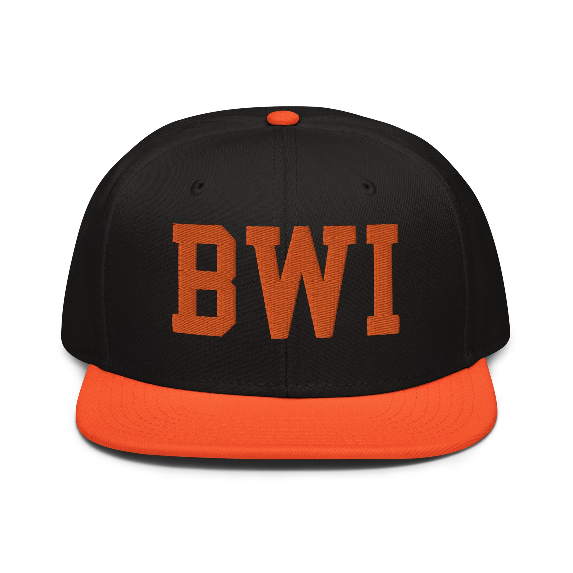 College-Style Wool-Blend Snapback Hat • Orange • BWI Baltimore • YHM Designs - Image 07