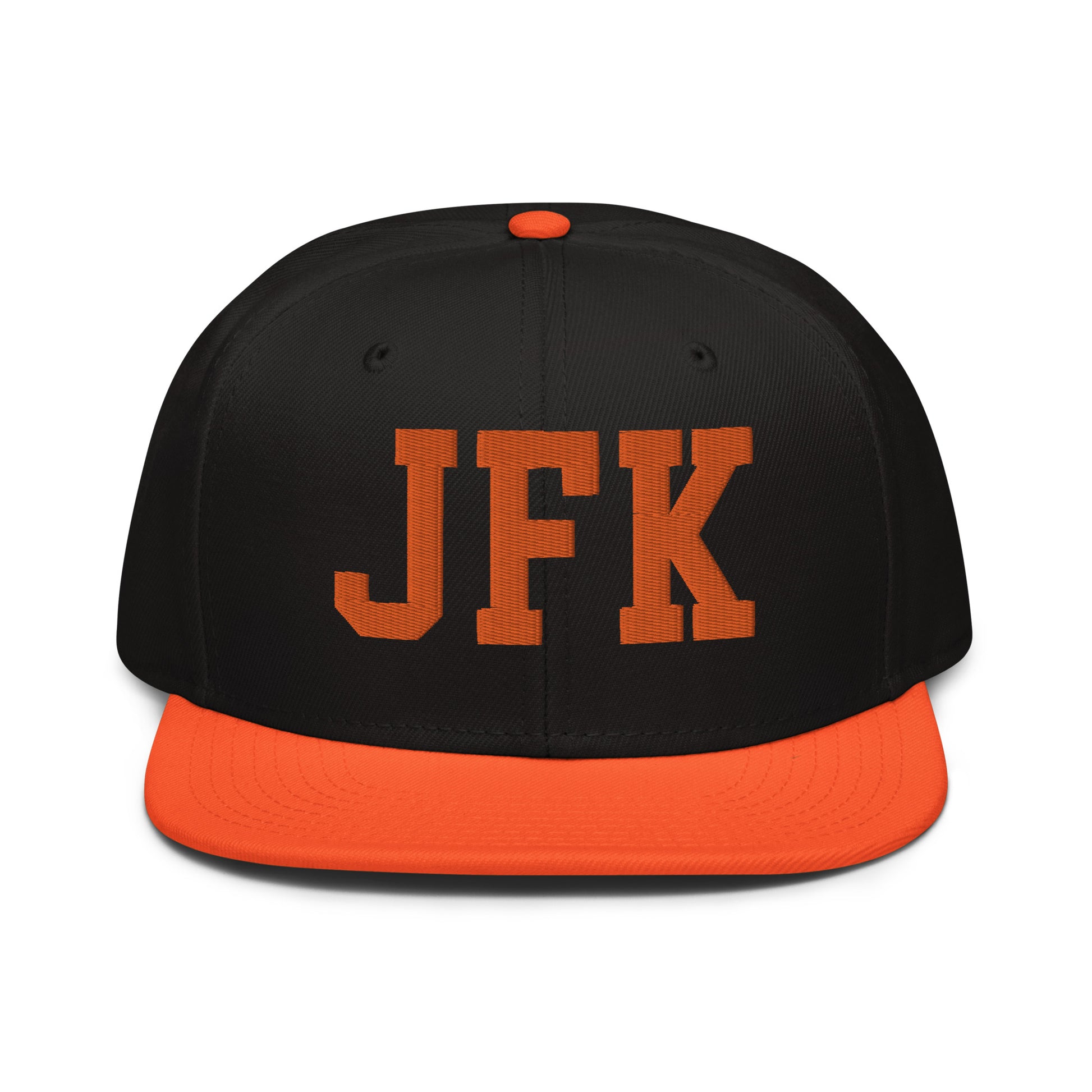College-Style Wool-Blend Snapback Hat • Orange • JFK New York City • YHM Designs - Image 07