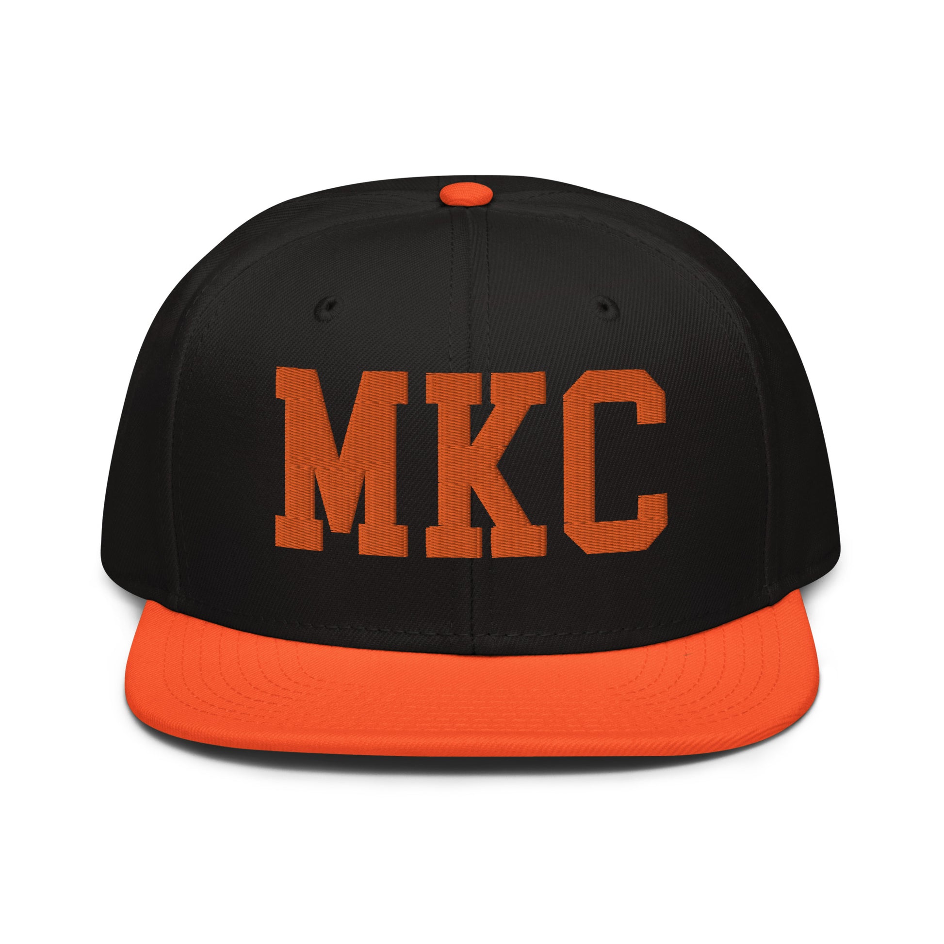 College-Style Wool-Blend Snapback Hat • Orange • MKC Kansas City • YHM Designs - Image 07