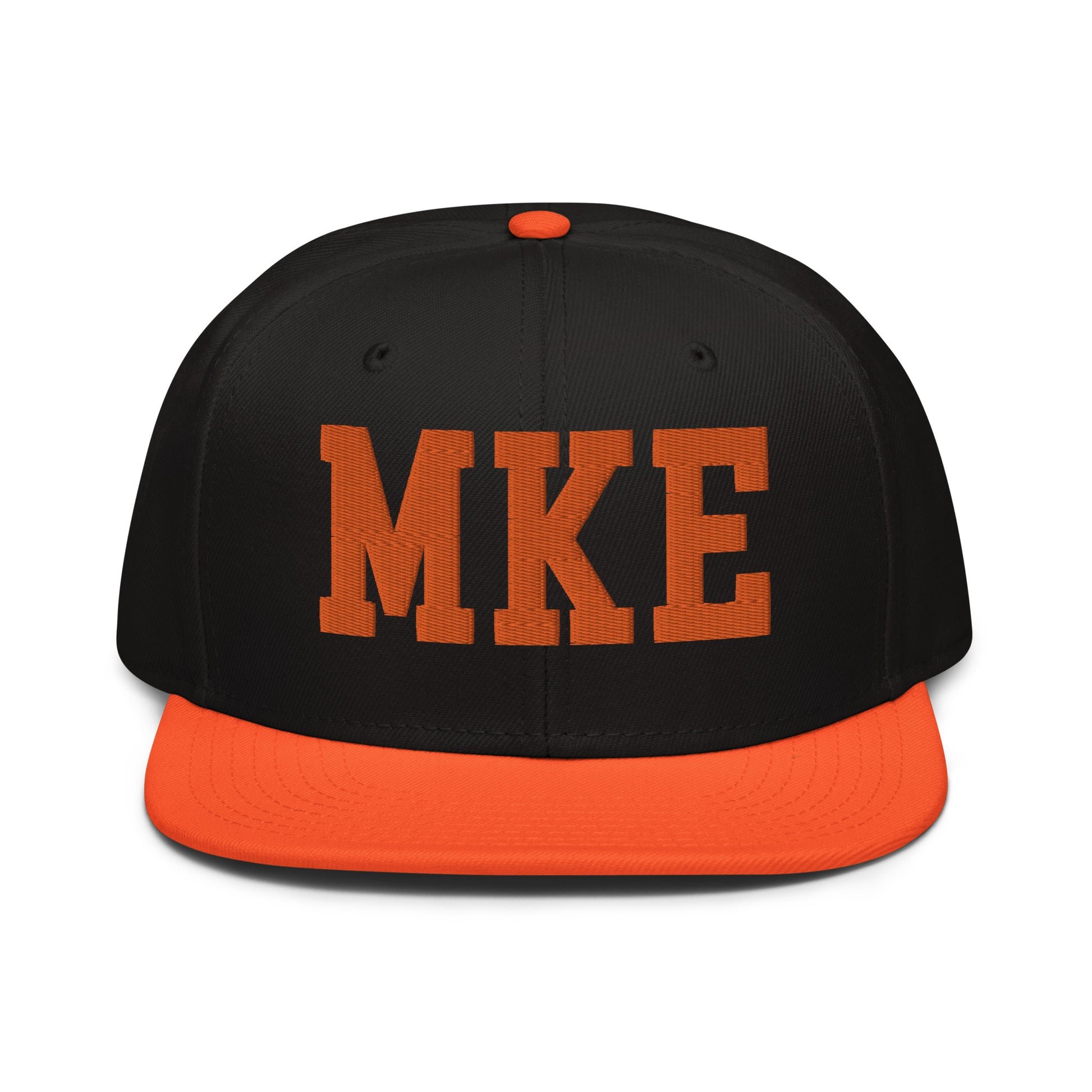 College-Style Wool-Blend Snapback Hat • Orange • MKE Milwaukee • YHM Designs - Image 07