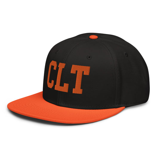 College-Style Wool-Blend Snapback Hat • Orange • CLT Charlotte • YHM Designs - Image 01