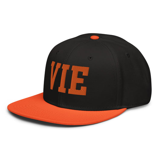 College-Style Wool-Blend Snapback Hat • Orange • VIE Vienna • YHM Designs - Image 01