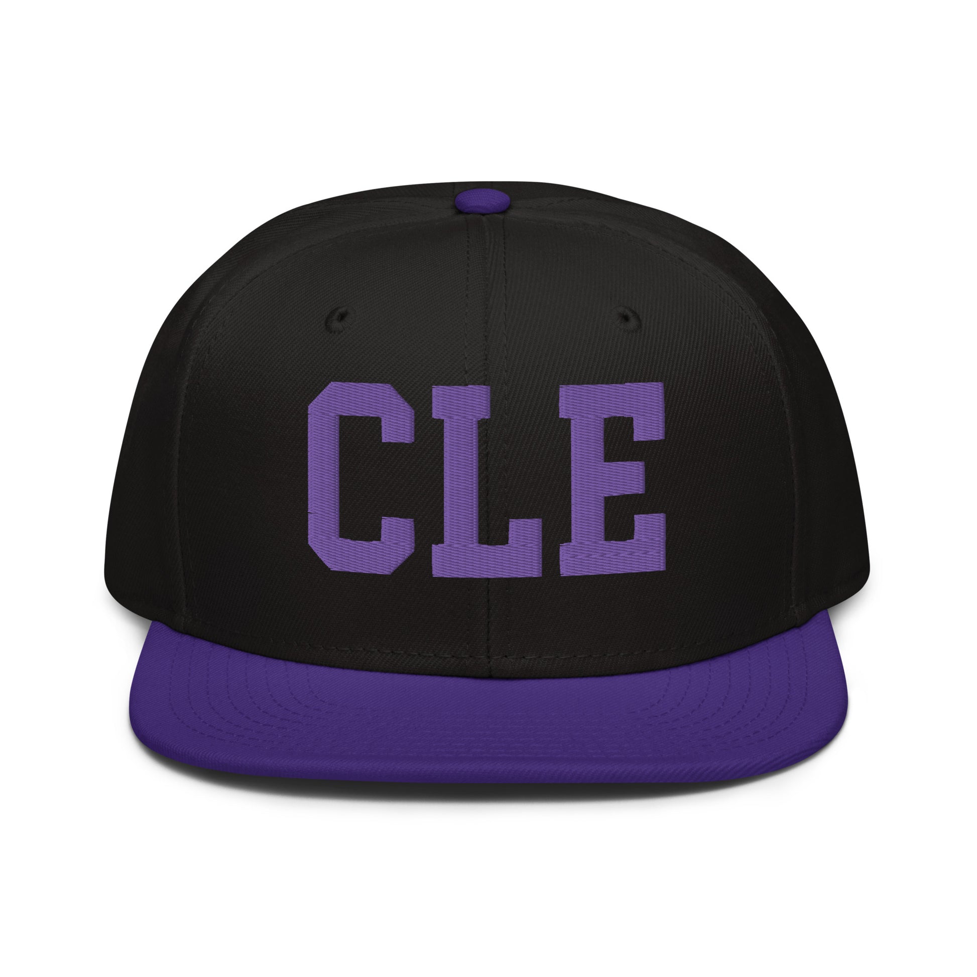 College-Style Wool-Blend Snapback Hat • Purple • CLE Cleveland • YHM Designs - Image 07