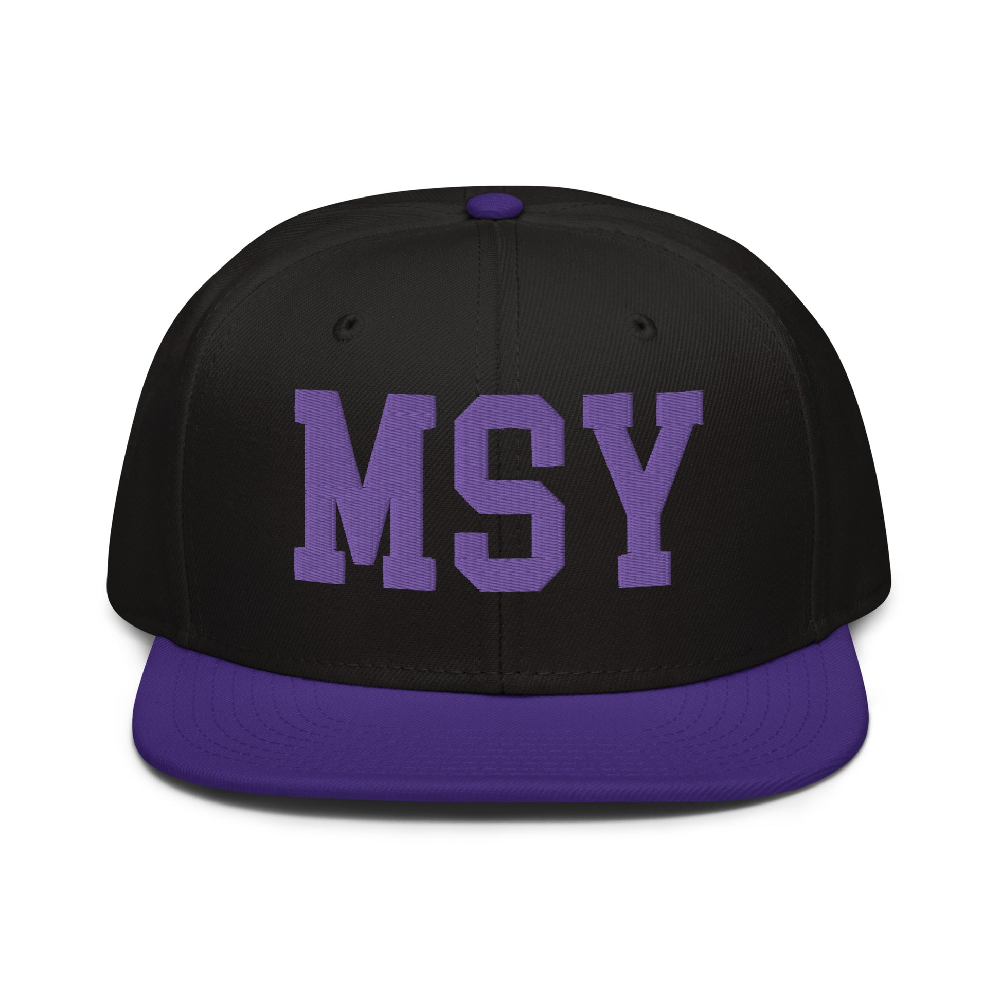College-Style Wool-Blend Snapback Hat • Purple • MSY New Orleans • YHM Designs - Image 07